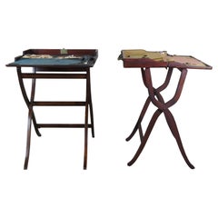 Antique English Victorian Mahogany Folding Military Campaign Writing Desks