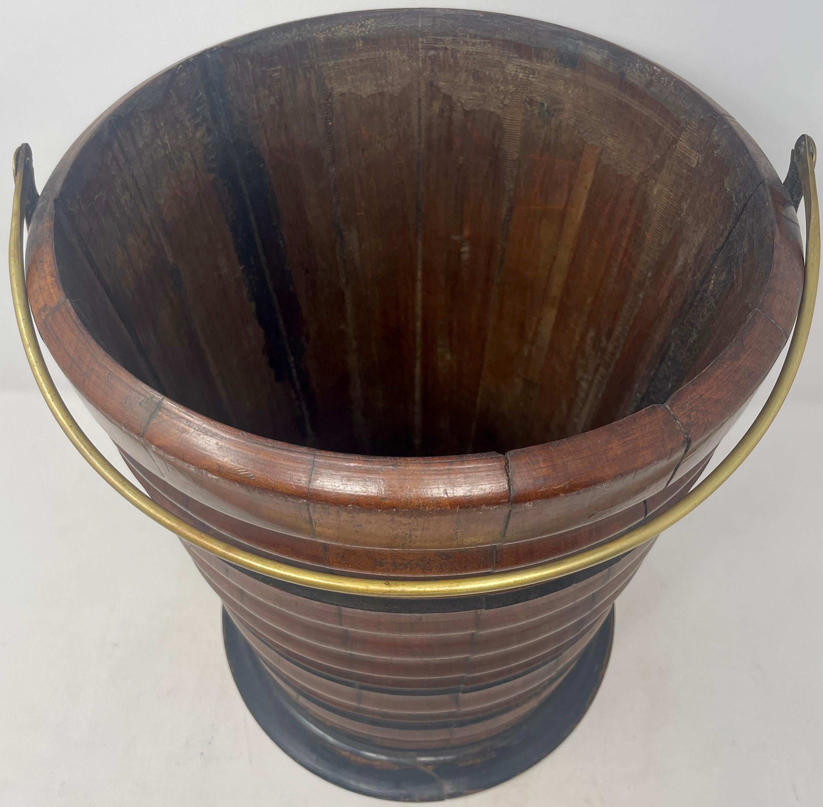 Antique English Victorian Mahogany Peat Bucket with Brass Liner, Circa 1840-1860 For Sale 2