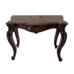 Antique English Victorian Mahogany Serpentine Console Hall Table
