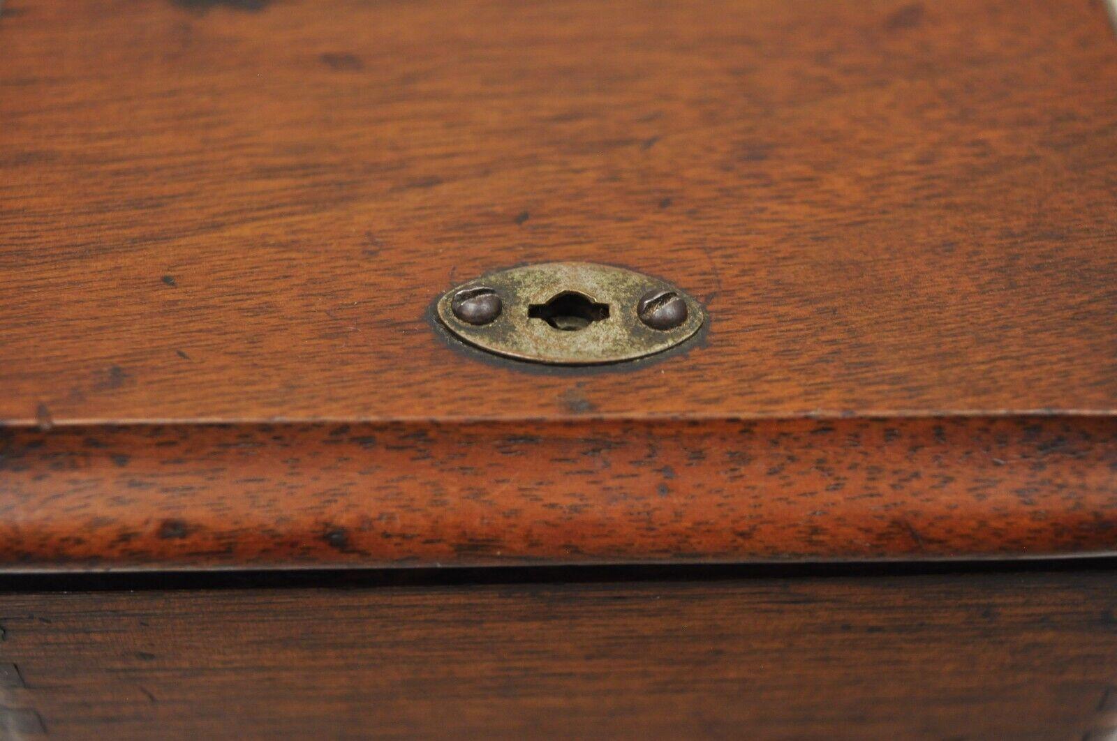 Antique English Victorian Mahogany Small Tea Caddy Desk Box 1