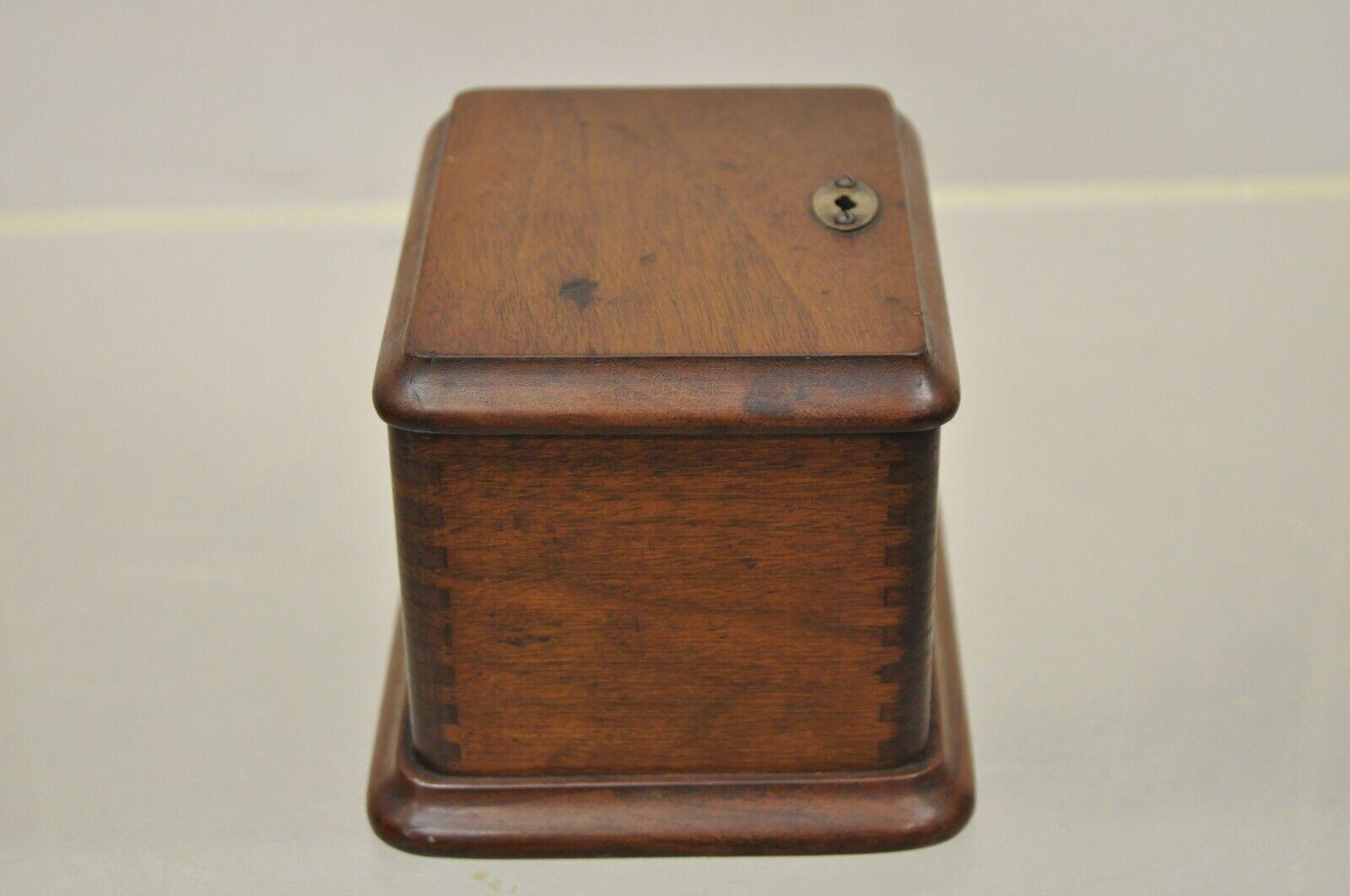 Antique English Victorian Mahogany Small Tea Caddy Desk Box 2