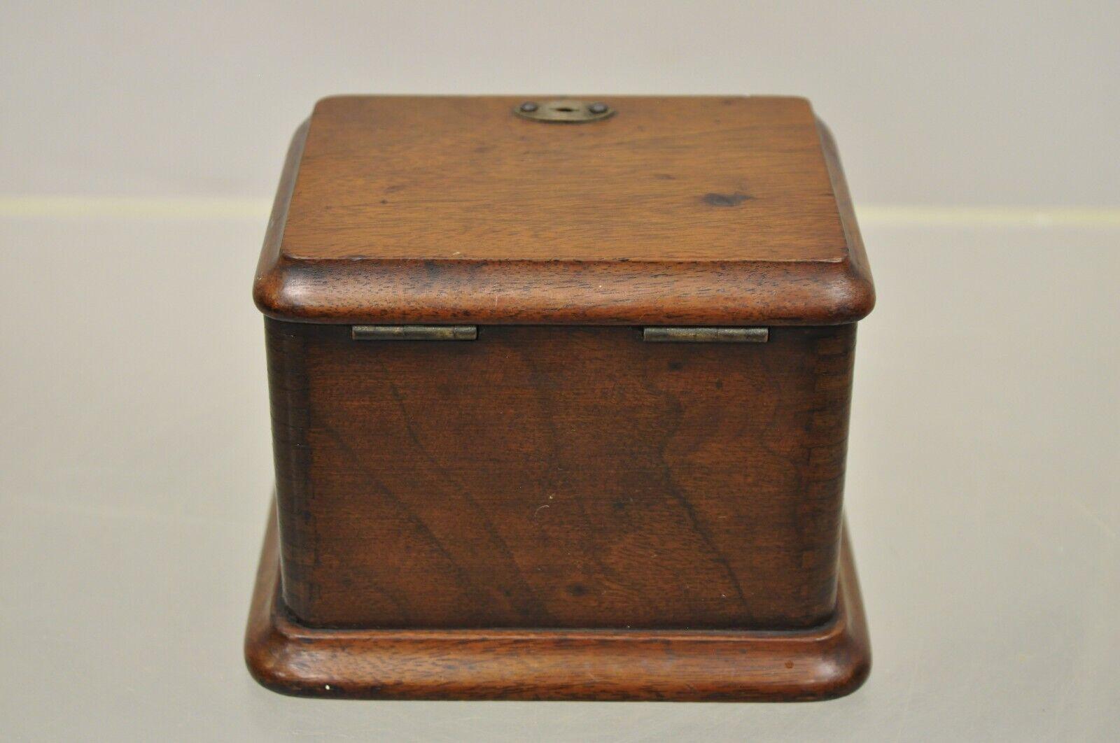 Antique English Victorian Mahogany Small Tea Caddy Desk Box 3