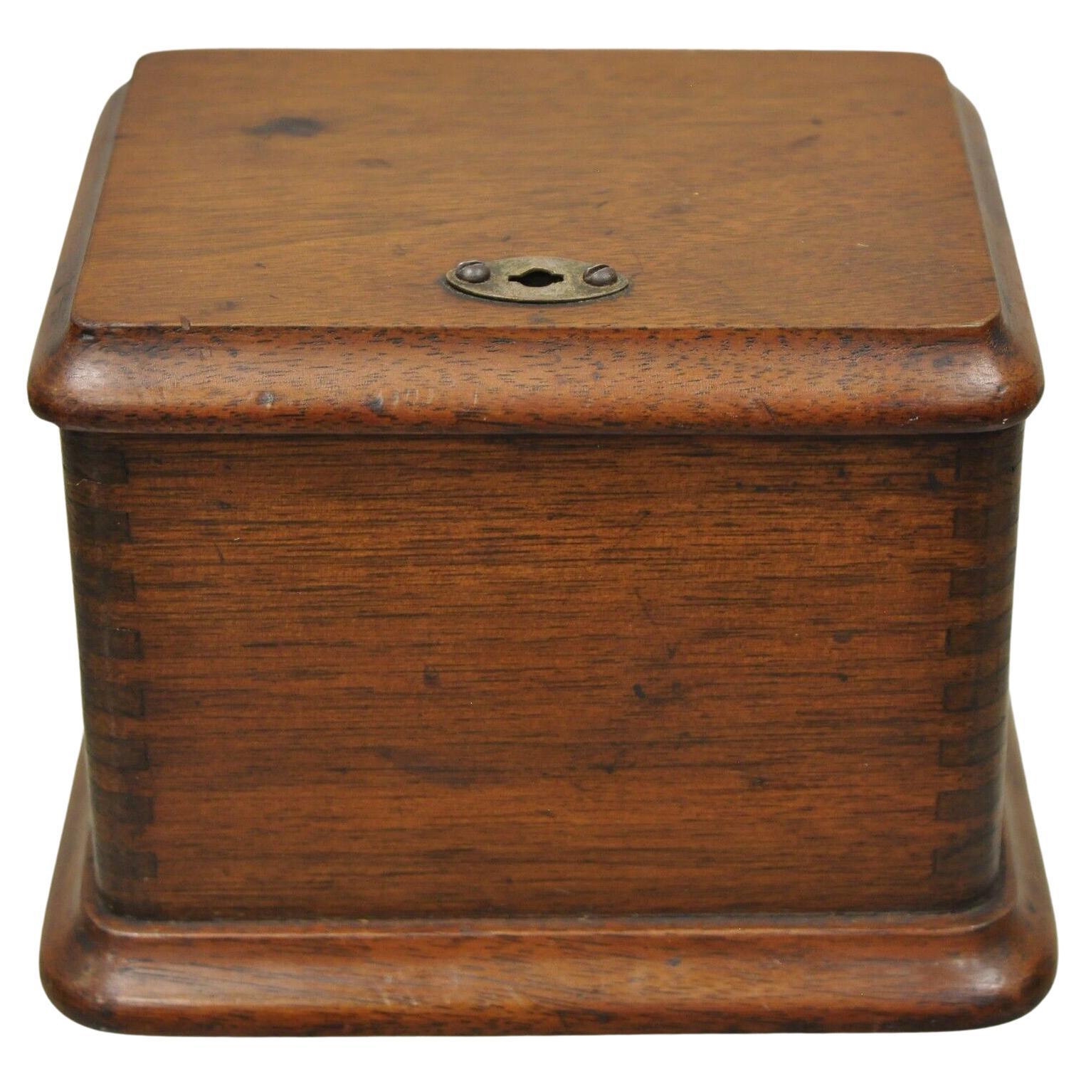 Antique English Victorian Mahogany Small Tea Caddy Desk Box