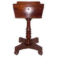 Antique English Victorian Mahogany Teapoy, Circa 1880-1890