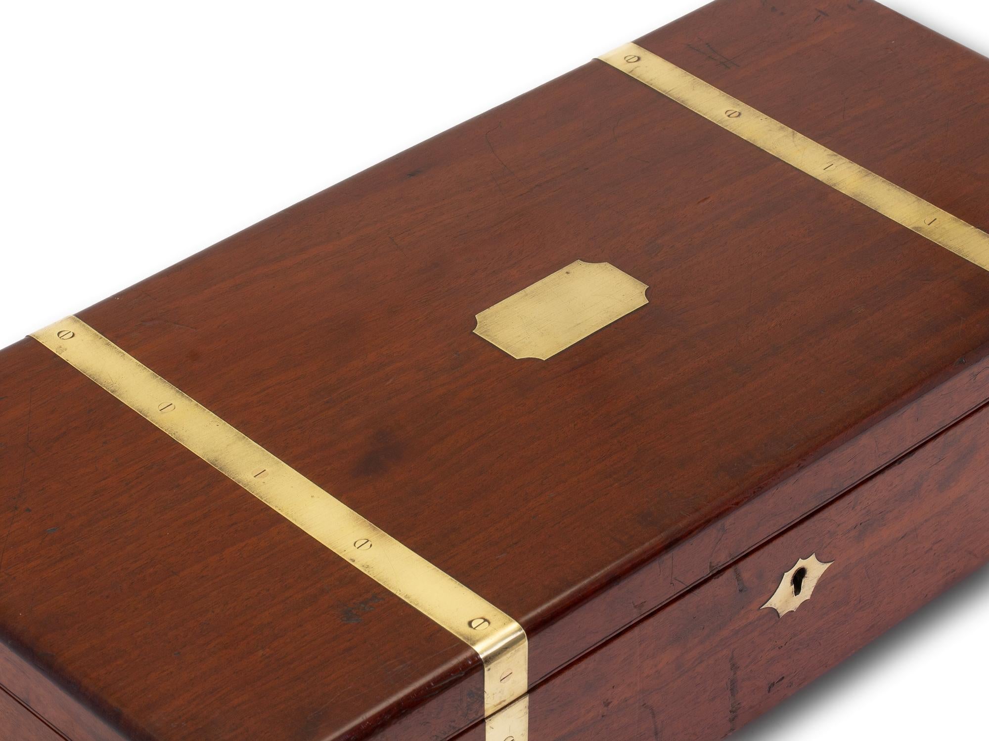 Antigua caja de reloj inglesa victoriana de caoba en venta 1