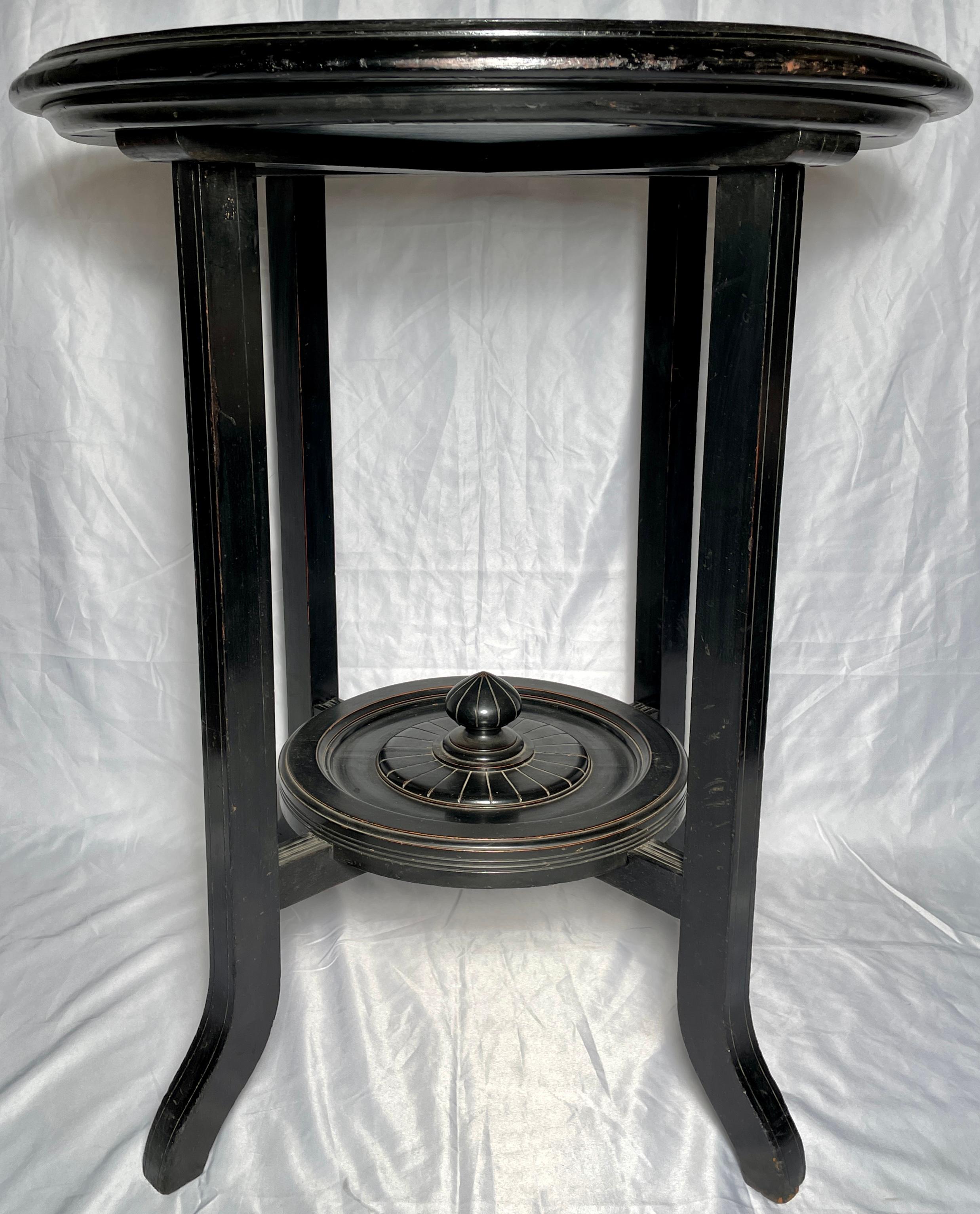 Antique English Victorian marble top specimen table, circa 1880.
