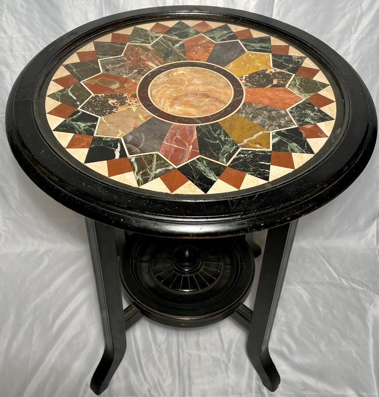 Antique English Victorian Marble Top Specimen Table, Circa 1880 For