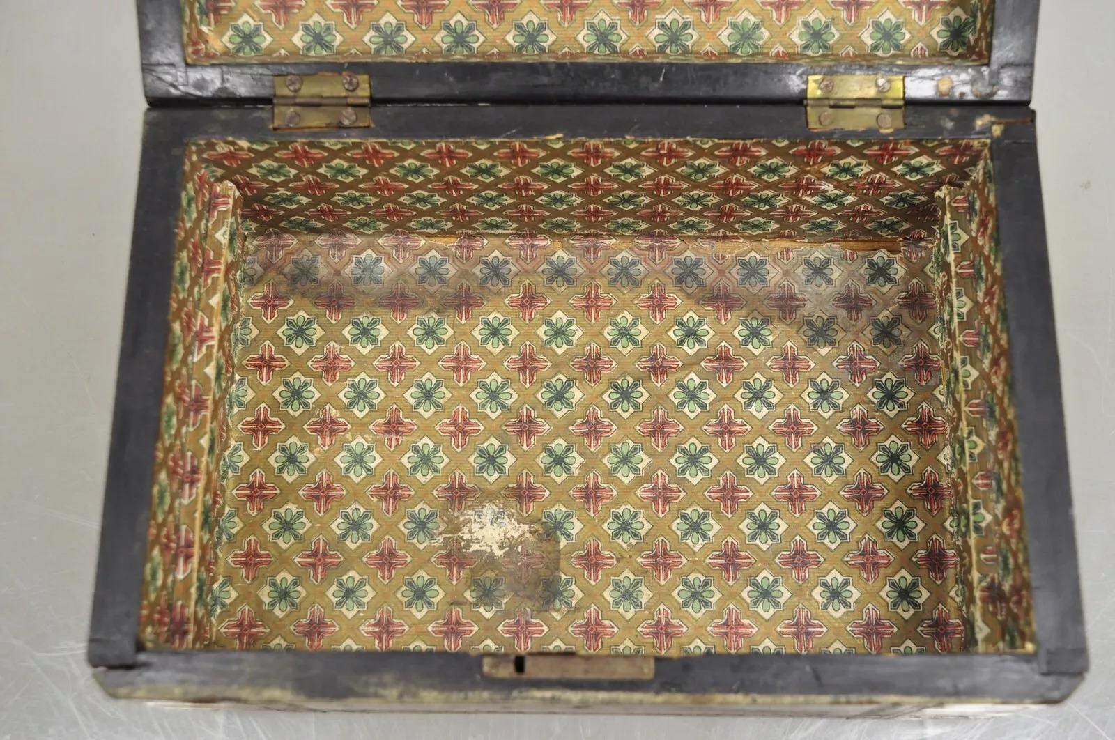 Antico mobile da tè vittoriano inglese con intarsio, scatola da cucito, scrivania e deposito in vendita 2