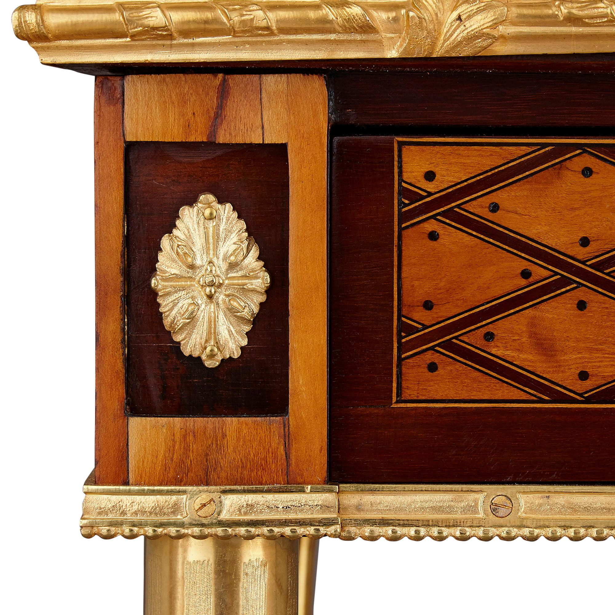 Neoclassical Antique English Victorian Marquetry Writing Desk by Donald Ross For Sale