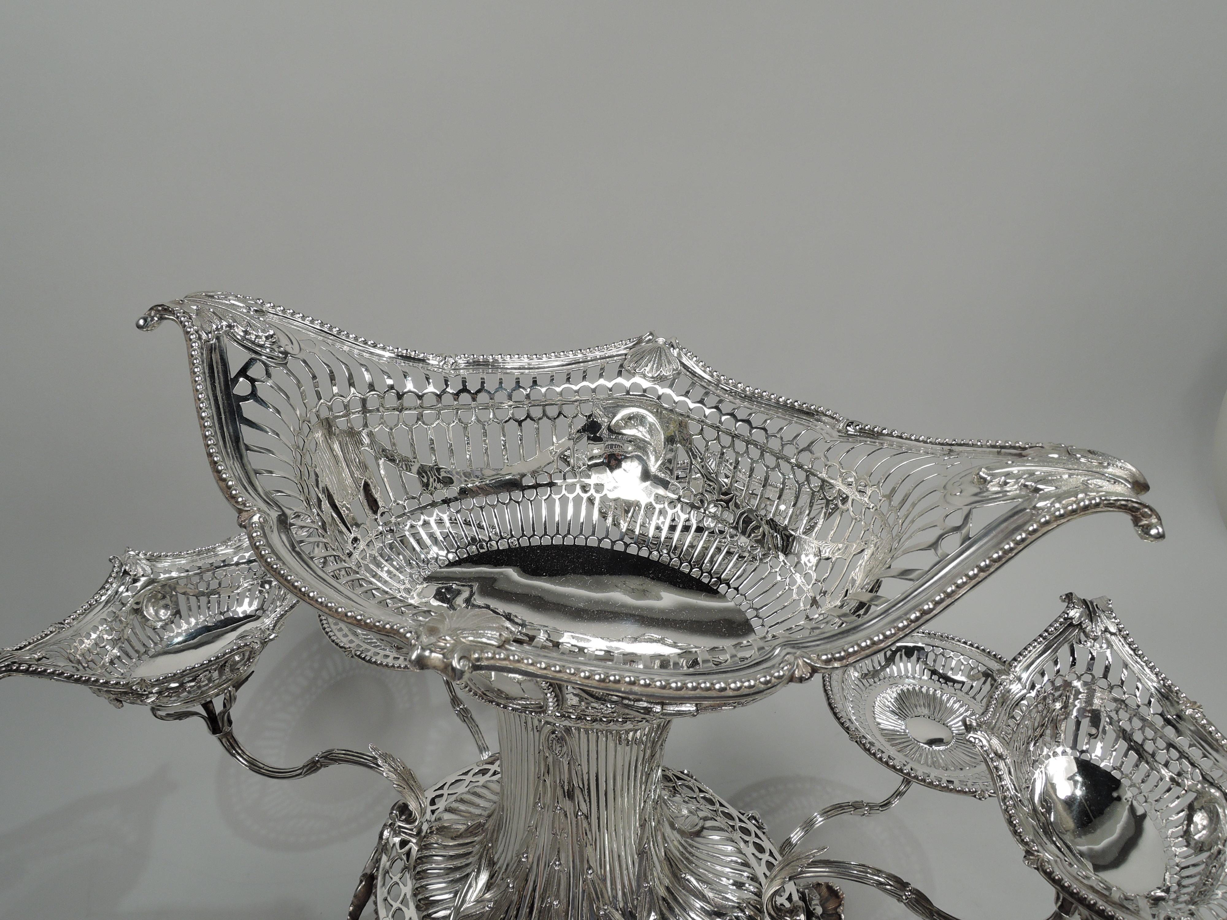Antique English Victorian Neoclassical Sterling Silver Epergne For Sale 1