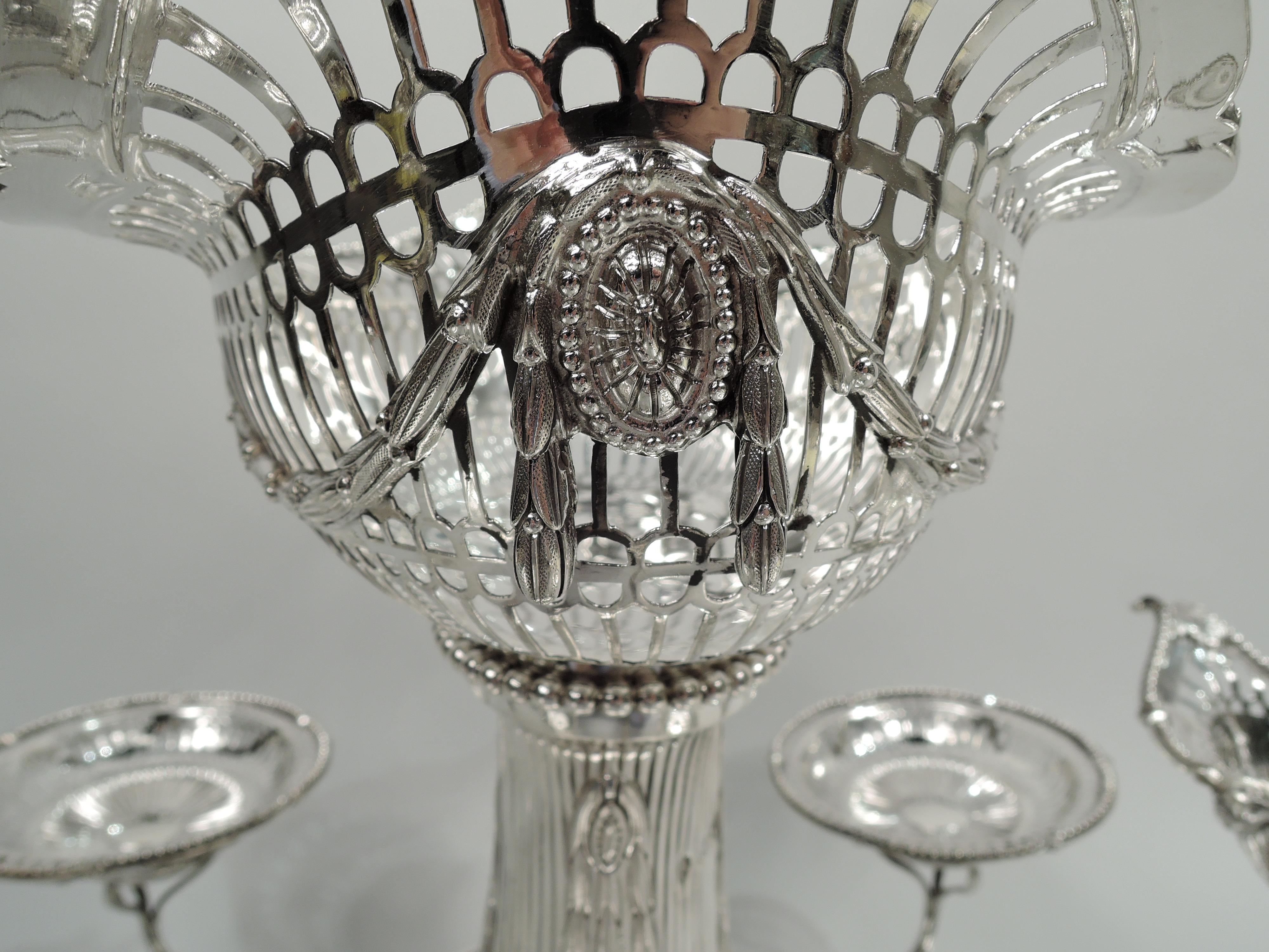 Antique English Victorian Neoclassical Sterling Silver Epergne For Sale 2