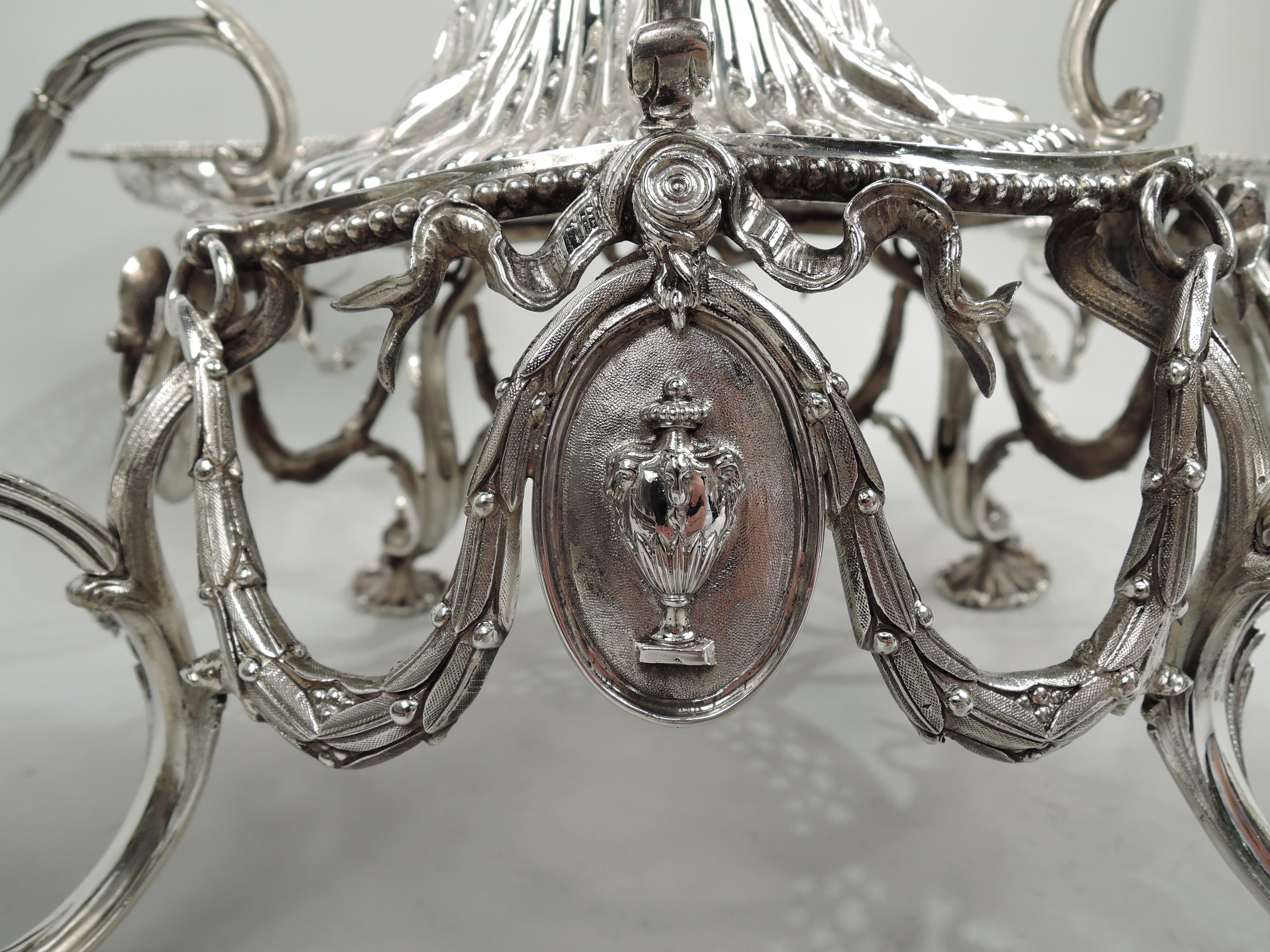 Antique English Victorian Neoclassical Sterling Silver Epergne For Sale 3