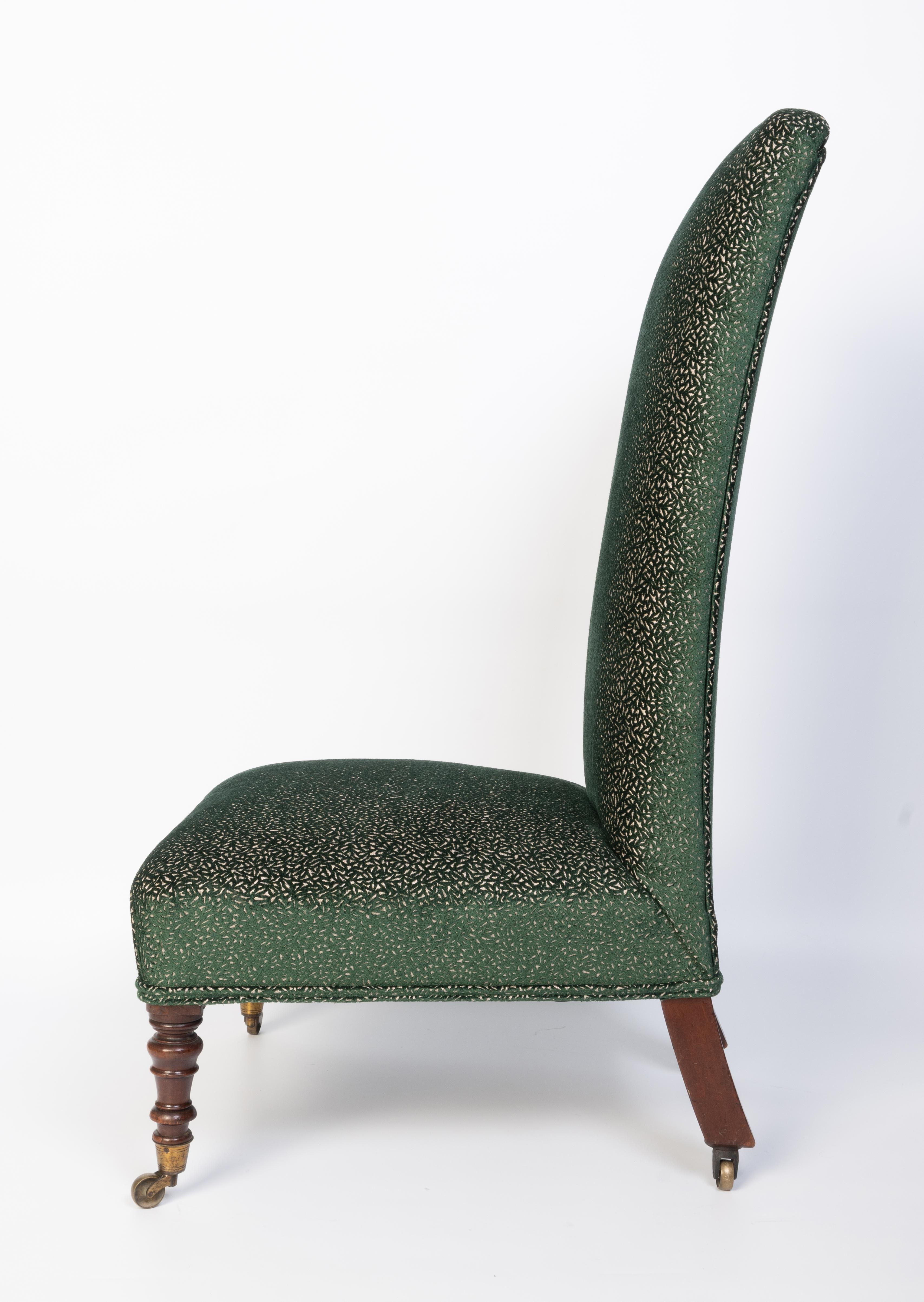 Antiker englischer viktorianischer neu gepolsterter Prie-Dieu-Stuhl/Beistellstuhl, um 1880 im Angebot 5