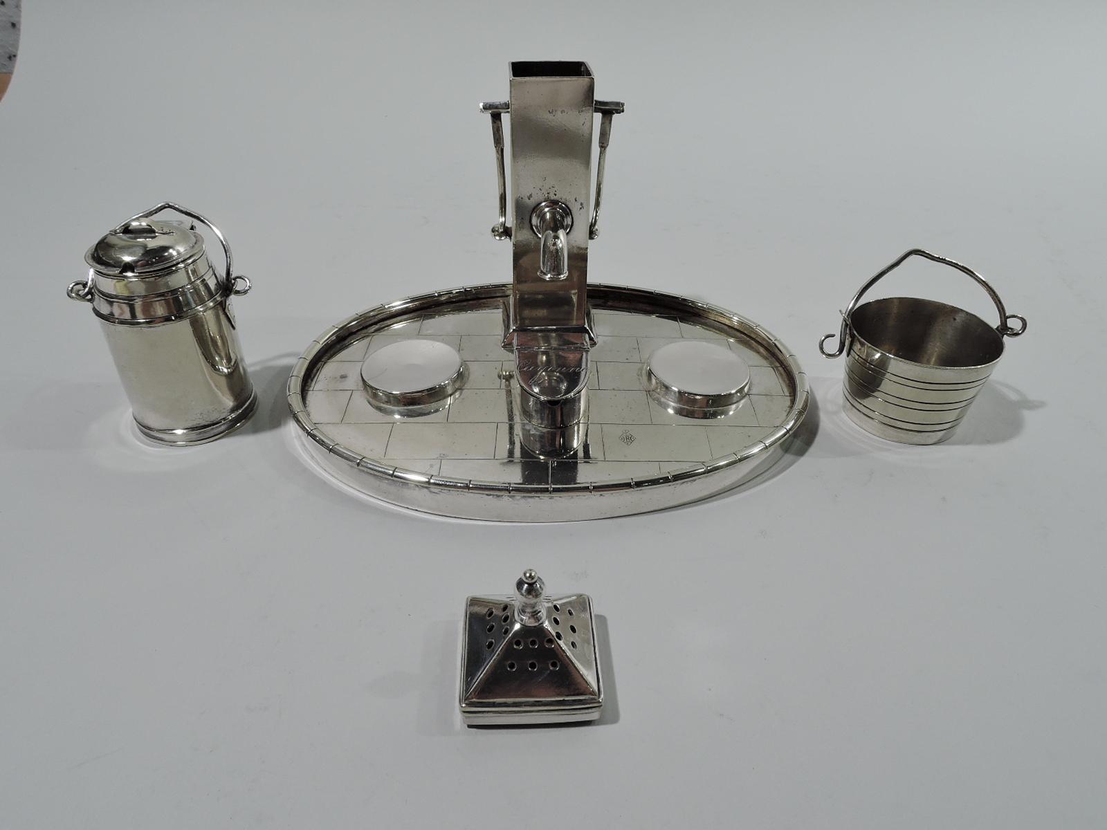 Antique English Victorian Novelty Silverplated Condiment Set In Good Condition In New York, NY
