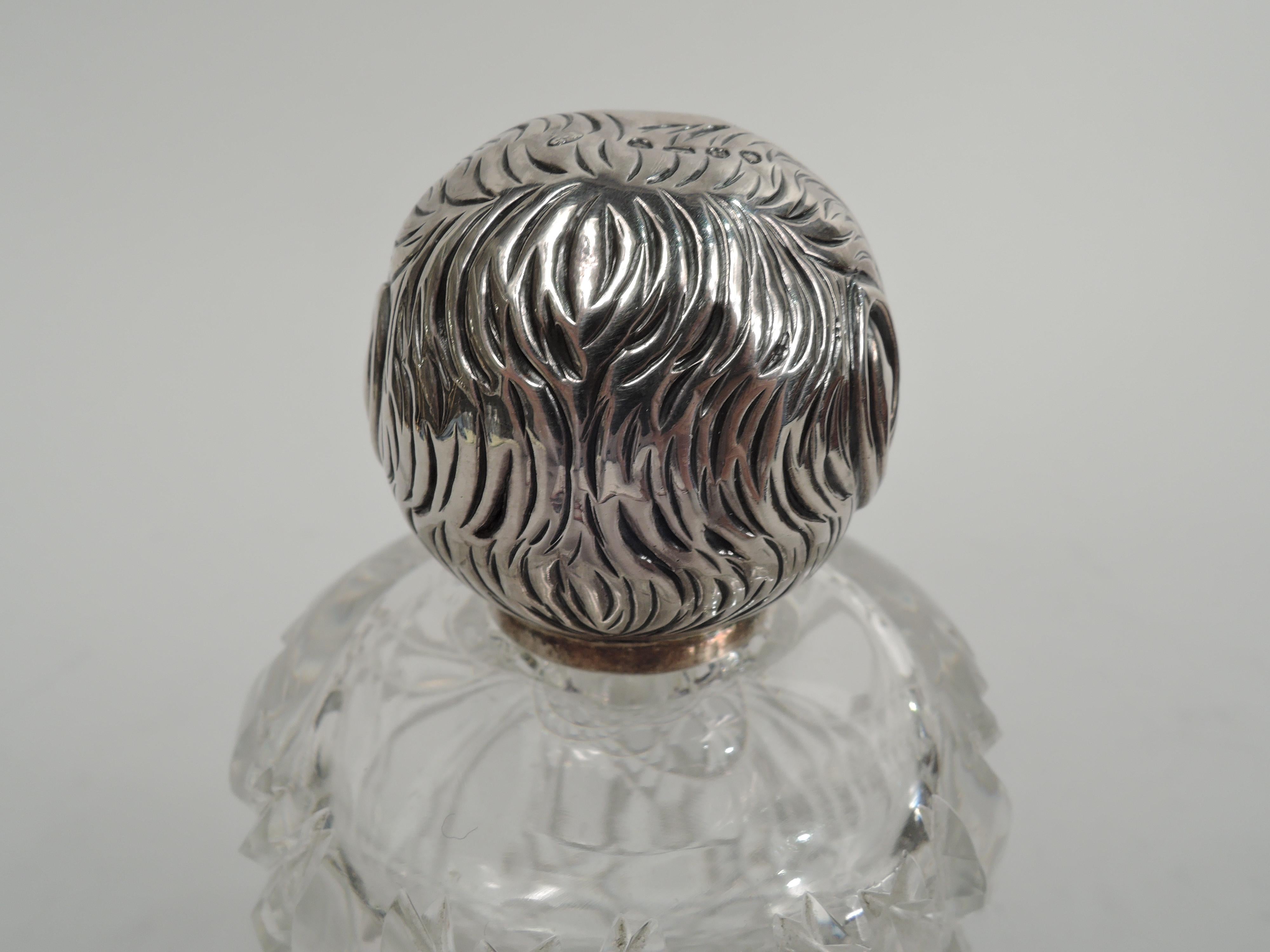 Antique English Victorian Novelty Sterling Silver & Cut-Glass Cologne For Sale 1