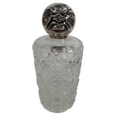 Antique English Victorian Novelty Sterling Silver & Cut-Glass Cologne