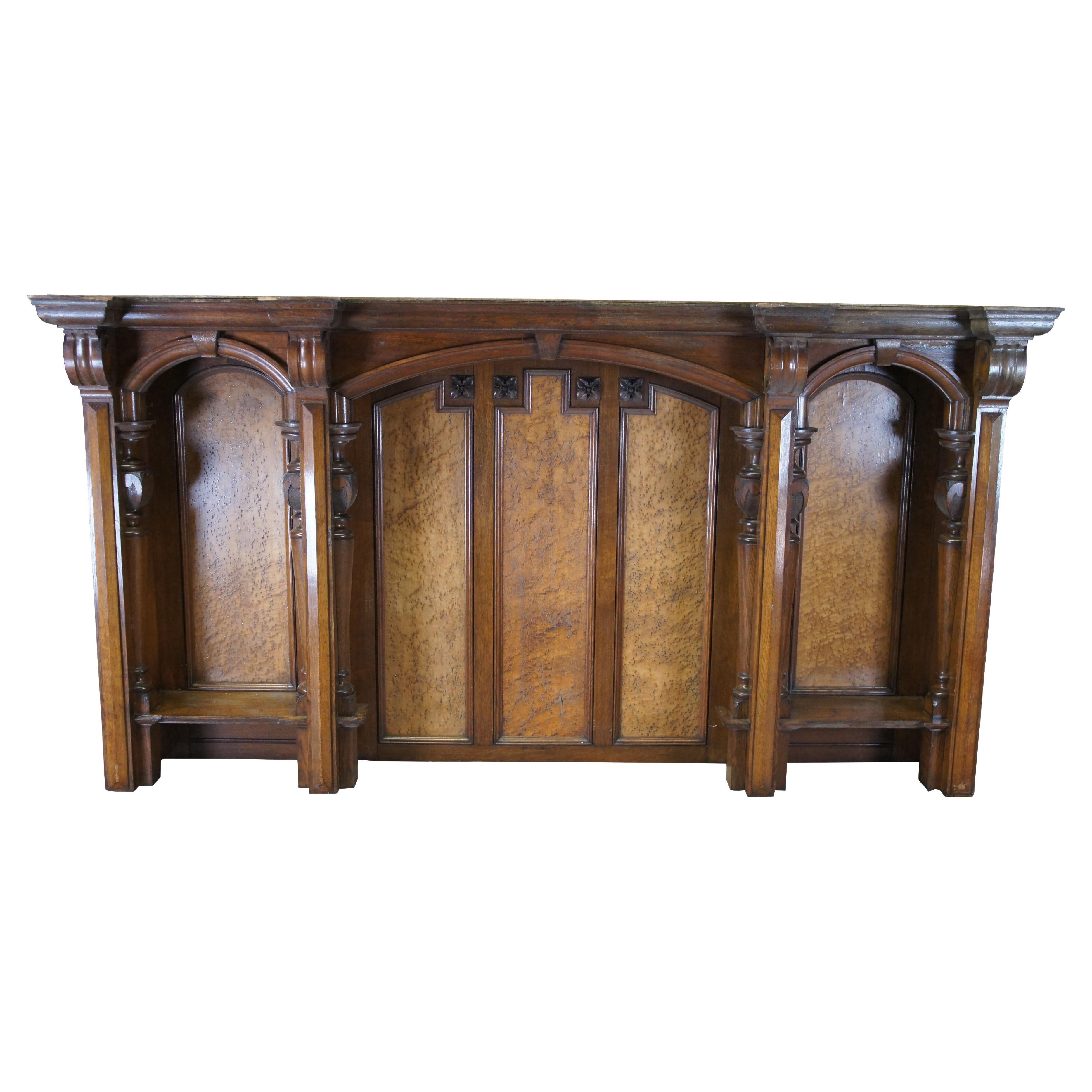 Antigua librería victoriana inglesa de roble Birdseye arce Bibliotheque Hutch Bookcase Topper en venta