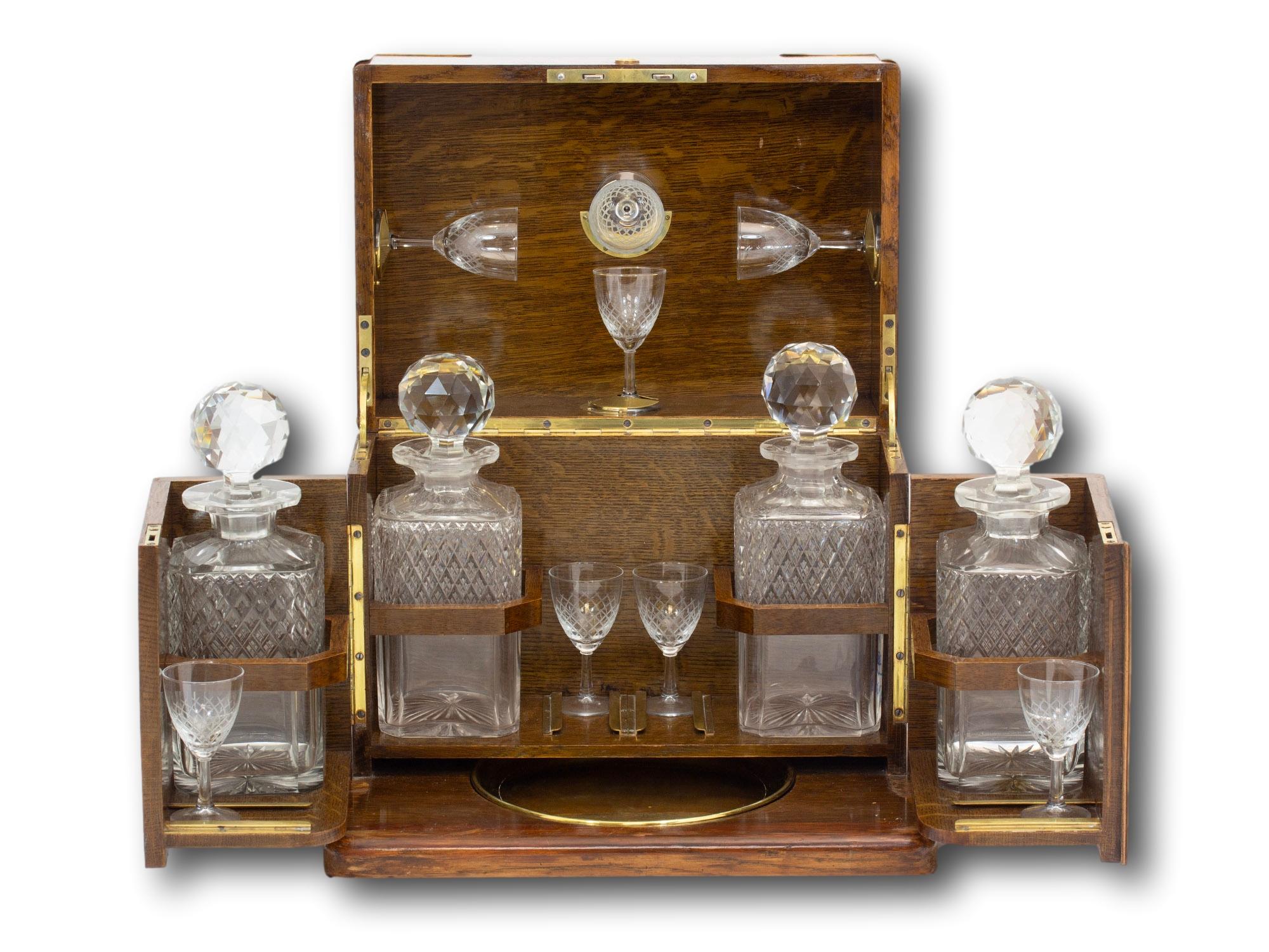 Antique English Victorian Oak Decanter Box 3