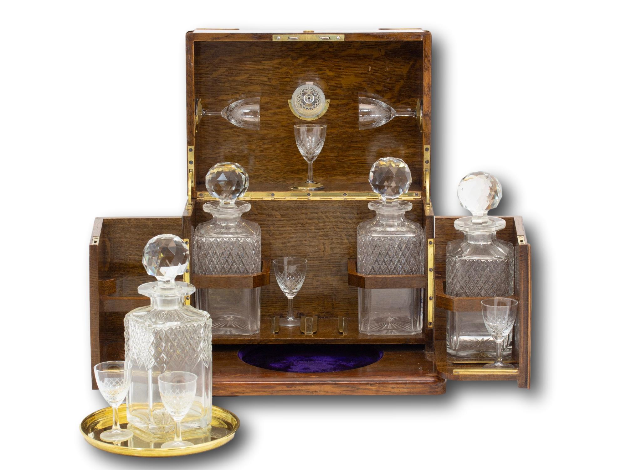 Antique English Victorian Oak Decanter Box 4