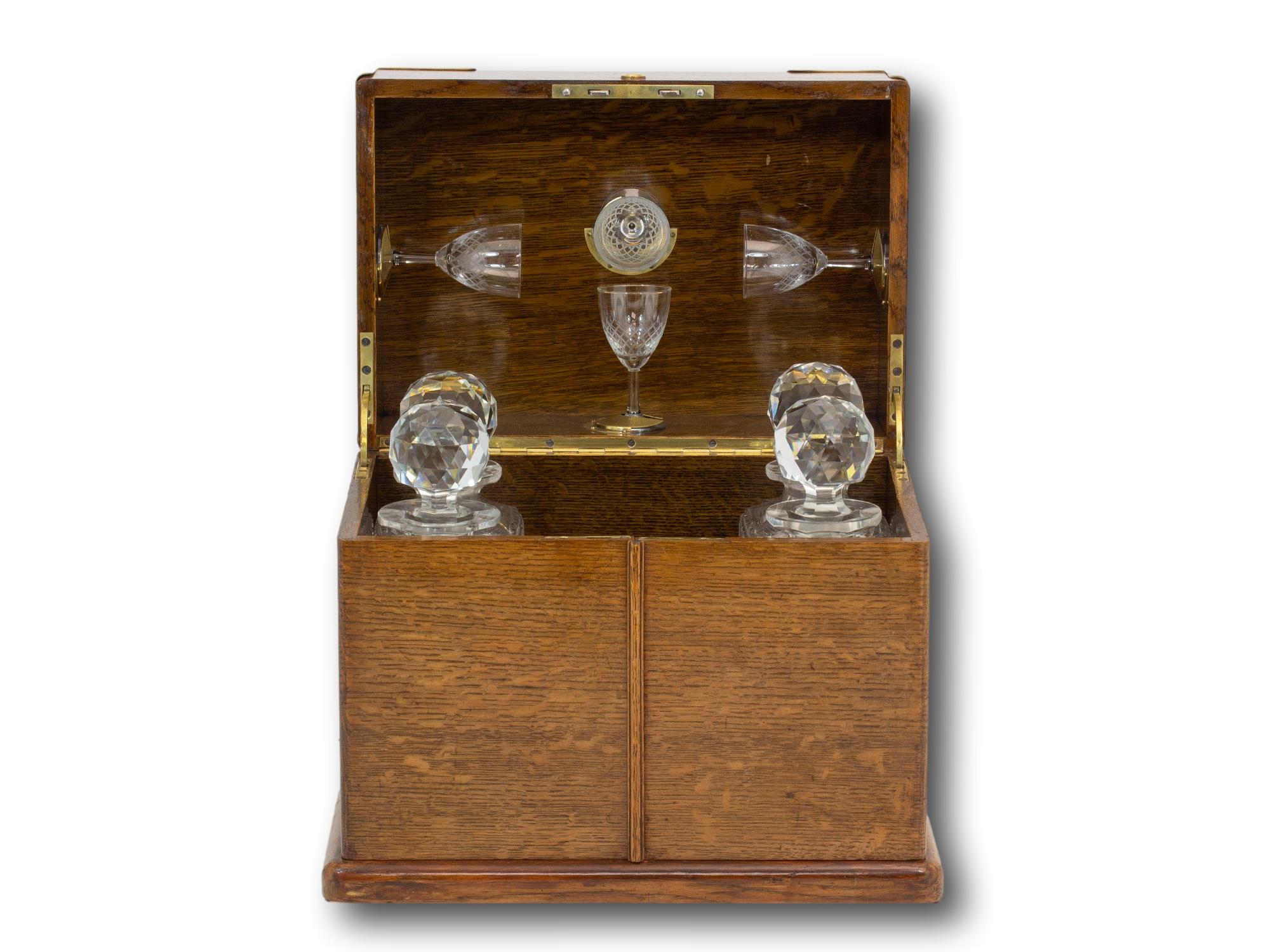 Antique English Victorian Oak Decanter Box 2