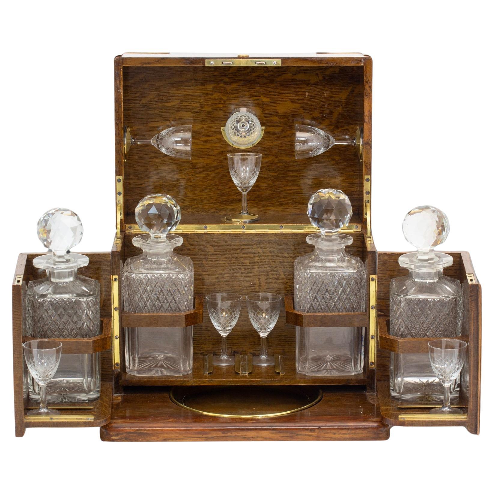 Antique English Victorian Oak Decanter Box