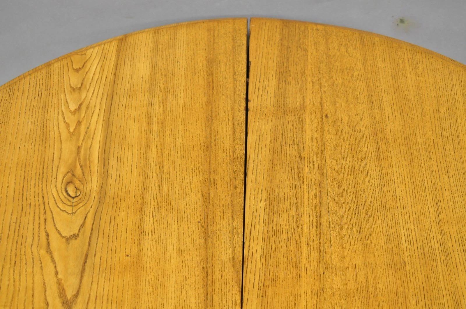 Ancienne table de salle à manger à rallonge en chêne et bois d'orme anglais victorien avec 3 abattants en vente 1