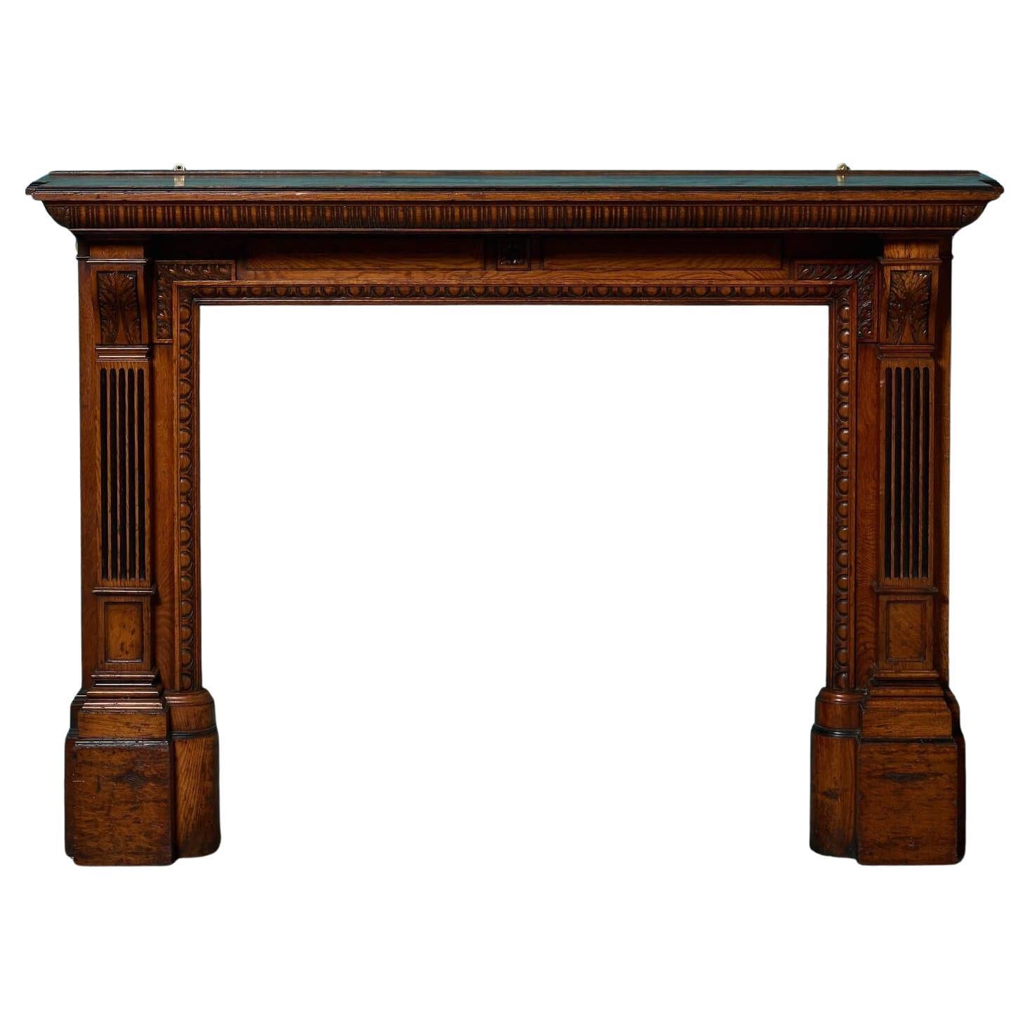 Antique English Victorian Oak Fire Mantel