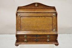 Antique English Victorian Oak Wood Desktop Portable Lap Desk Letter Holder