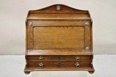 Antique English Victorian Oak Wood Desktop Portable Lap Desk Letter Holder