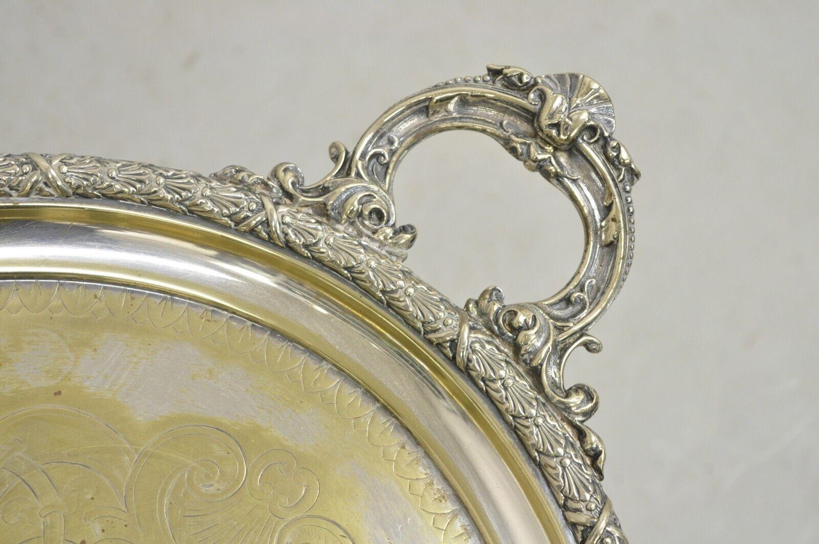 Bandeja ovalada victoriana inglesa antigua con dos asas y bandeja plateada
Principios del siglo XX. Medidas:  2