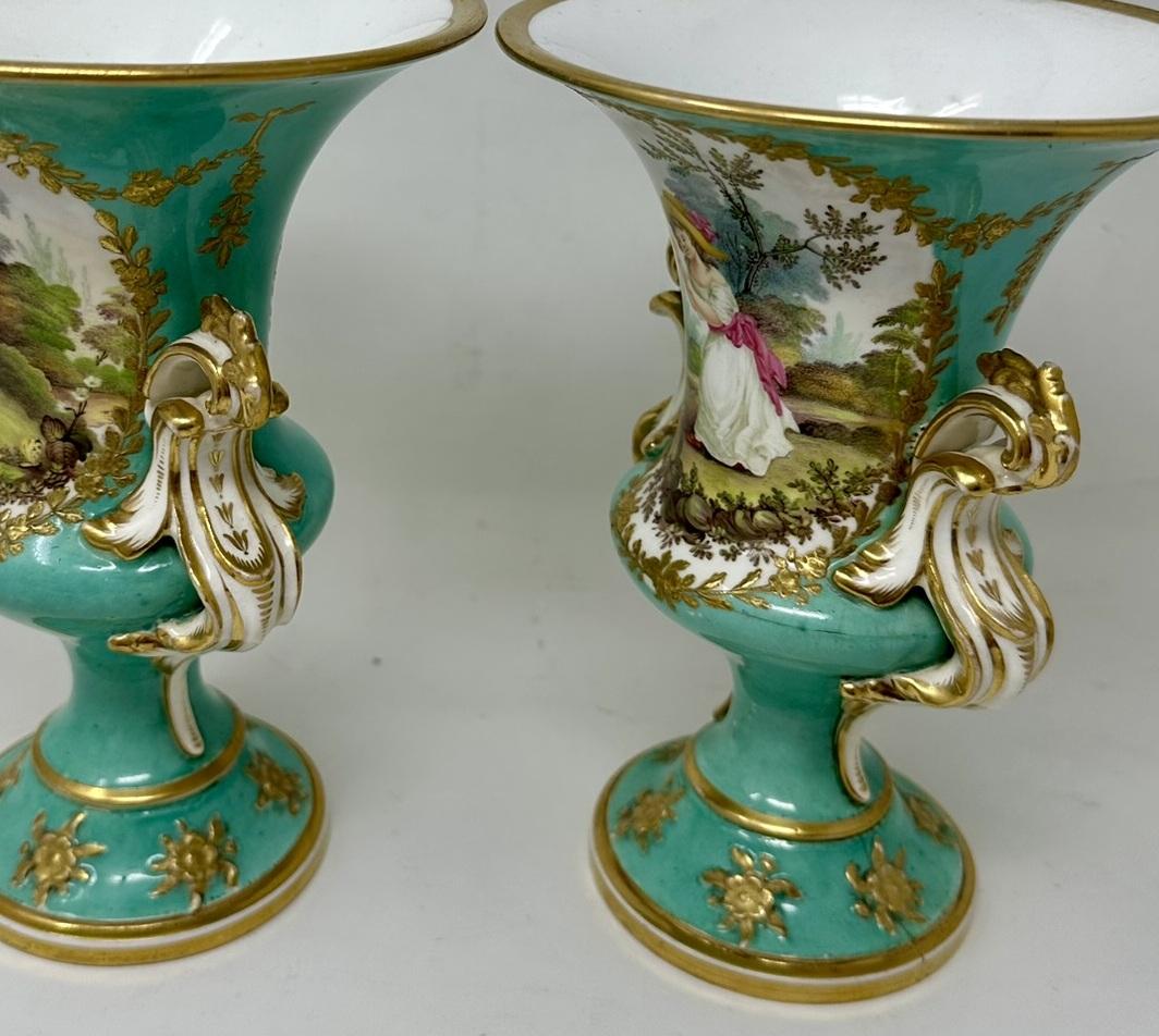 Ceramic Antique English Victorian Pair of Coalport Urns Vases Centerpieces John Randall