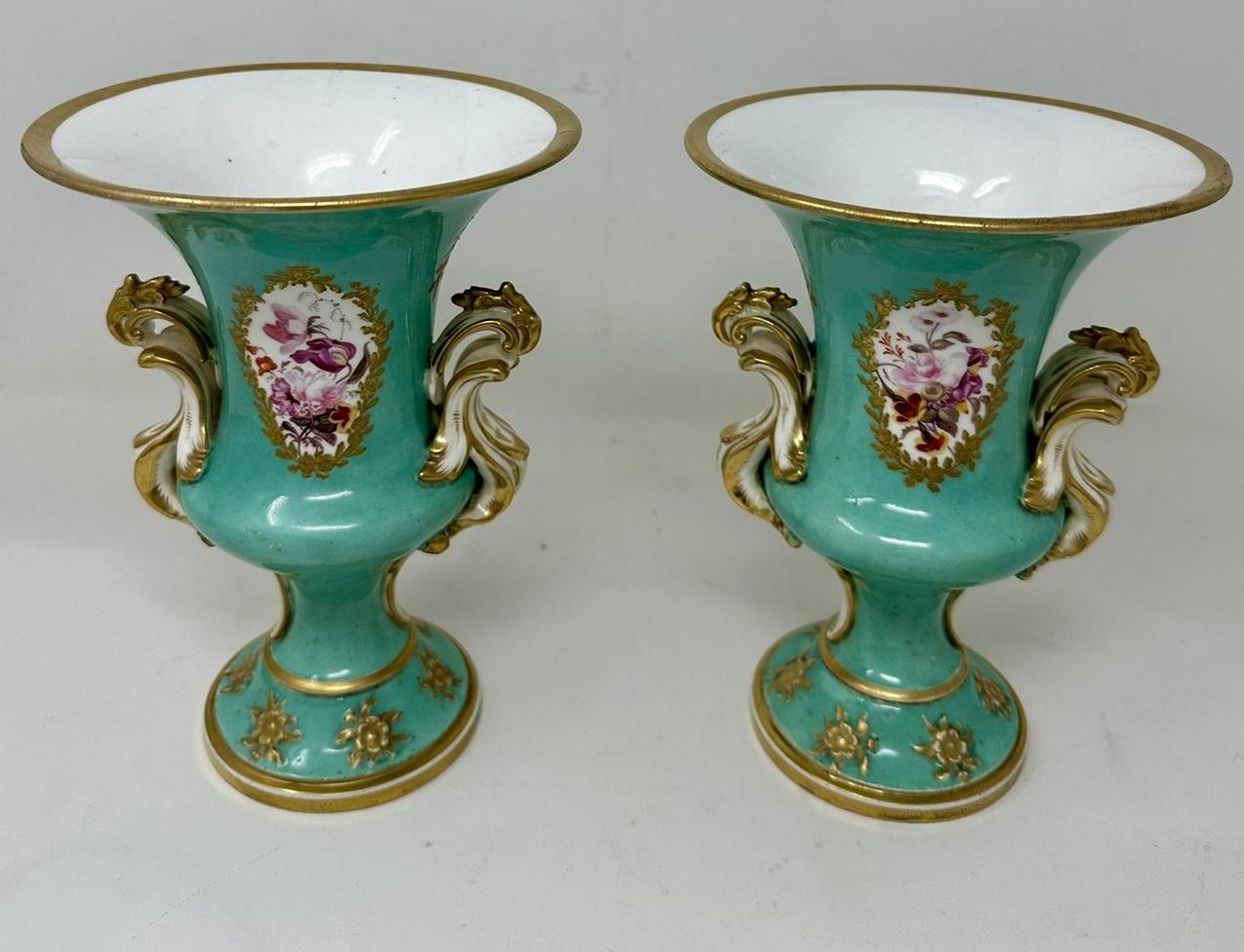 Antique English Victorian Pair of Coalport Urns Vases Centerpieces John Randall 1