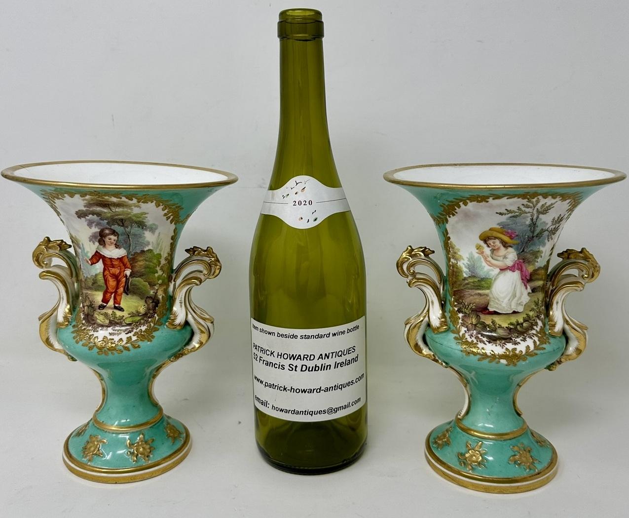 Antique English Victorian Pair of Coalport Urns Vases Centerpieces John Randall 3
