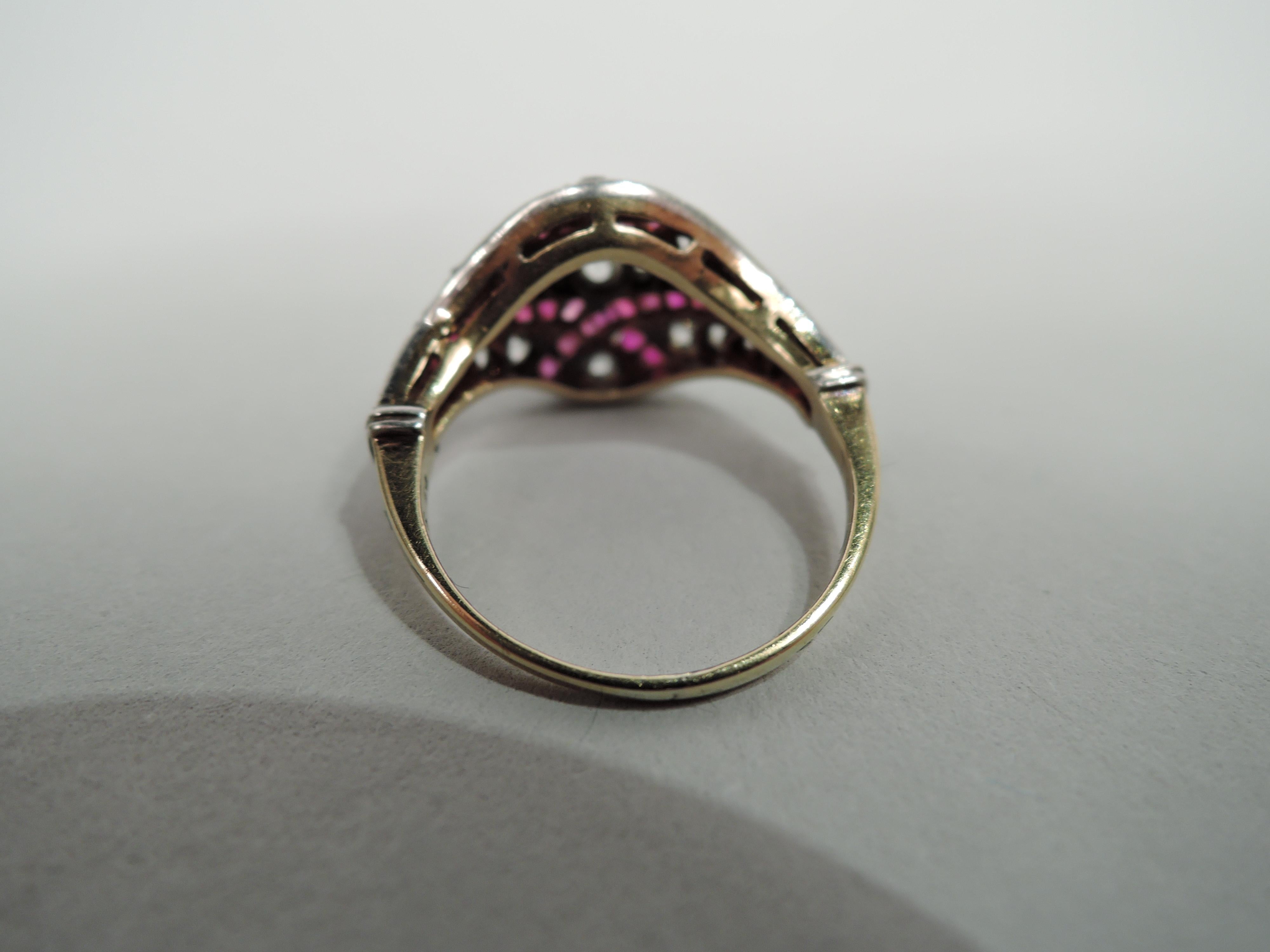 Antique English Victorian Platinum, Ruby and Diamond Ring In Good Condition For Sale In New York, NY