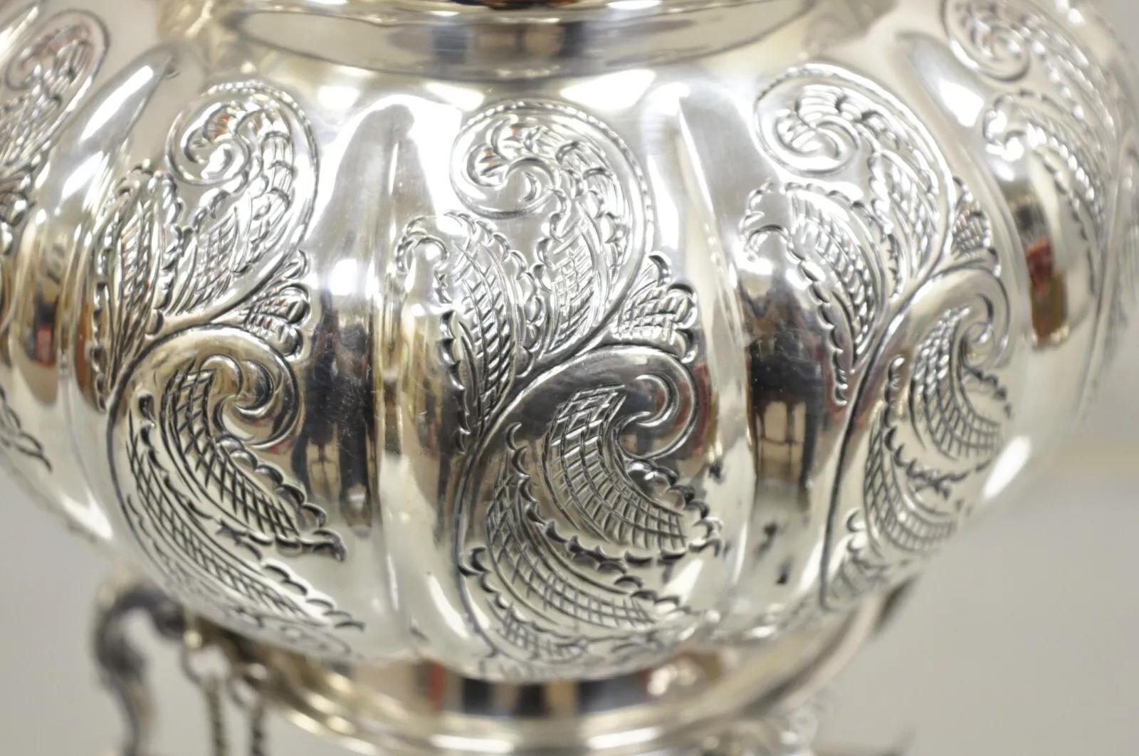Sconosciuto Antico Vittoriano Inglese PS Co. Teiera ribaltabile placcata in argento con base riscaldante in vendita