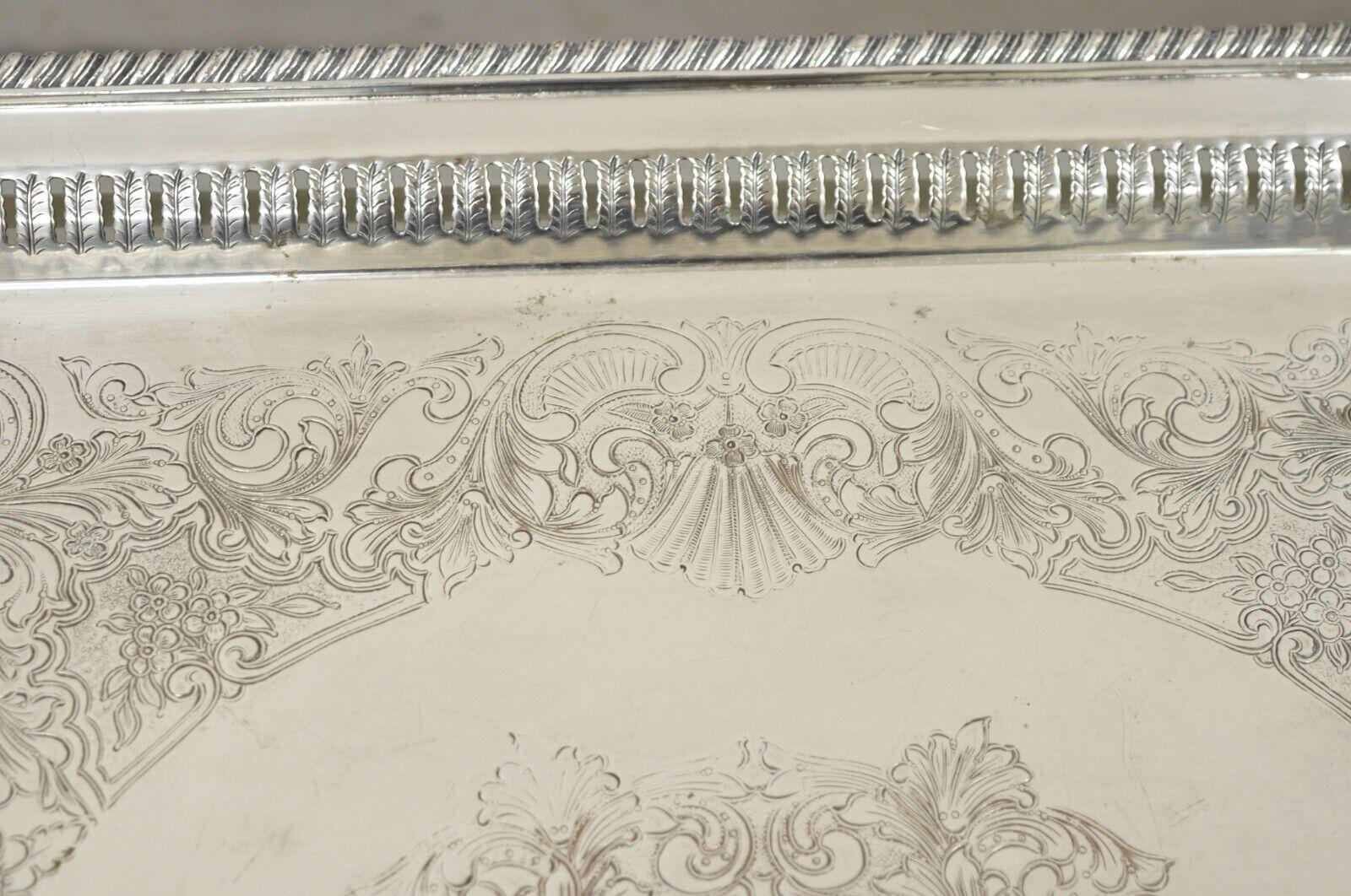 Antique English Victorian Rectangular Silver Plated Platter Tray on Paw Feet For Sale 1