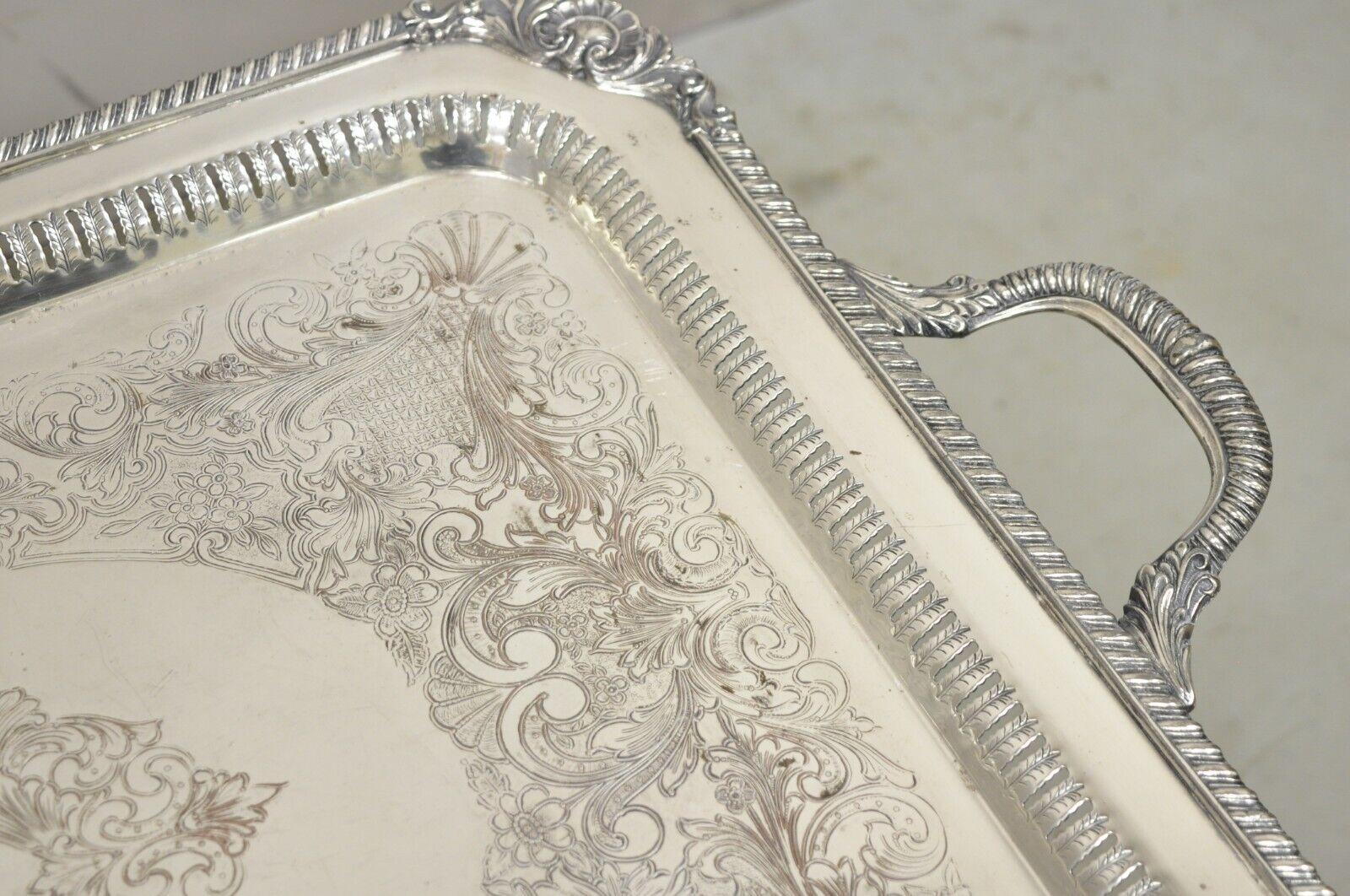 Antique English Victorian Rectangular Silver Plated Platter Tray on Paw Feet For Sale 3