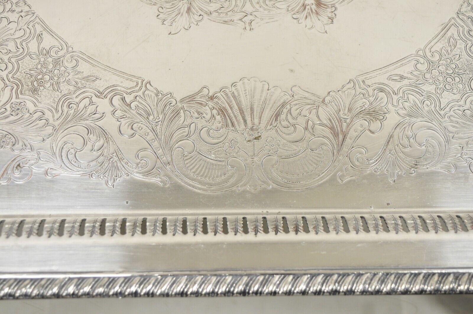 Antique English Victorian Rectangular Silver Plated Platter Tray on Paw Feet For Sale 5