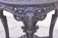 Antique English Victorian Regency Cast Iron Round Pub Center Table Rams Heads