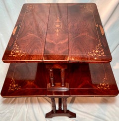 Antique English Victorian Rosewood Double Pembroke Table, Circa 1890