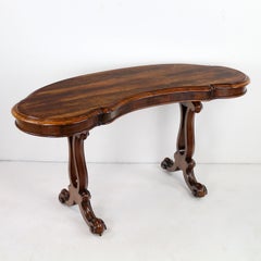 Antique English Victorian Rosewood Kidney Shaped Writing Table