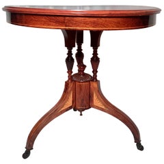Antique English Victorian Rosewood Table with Inlay, Circa 1860- 1870