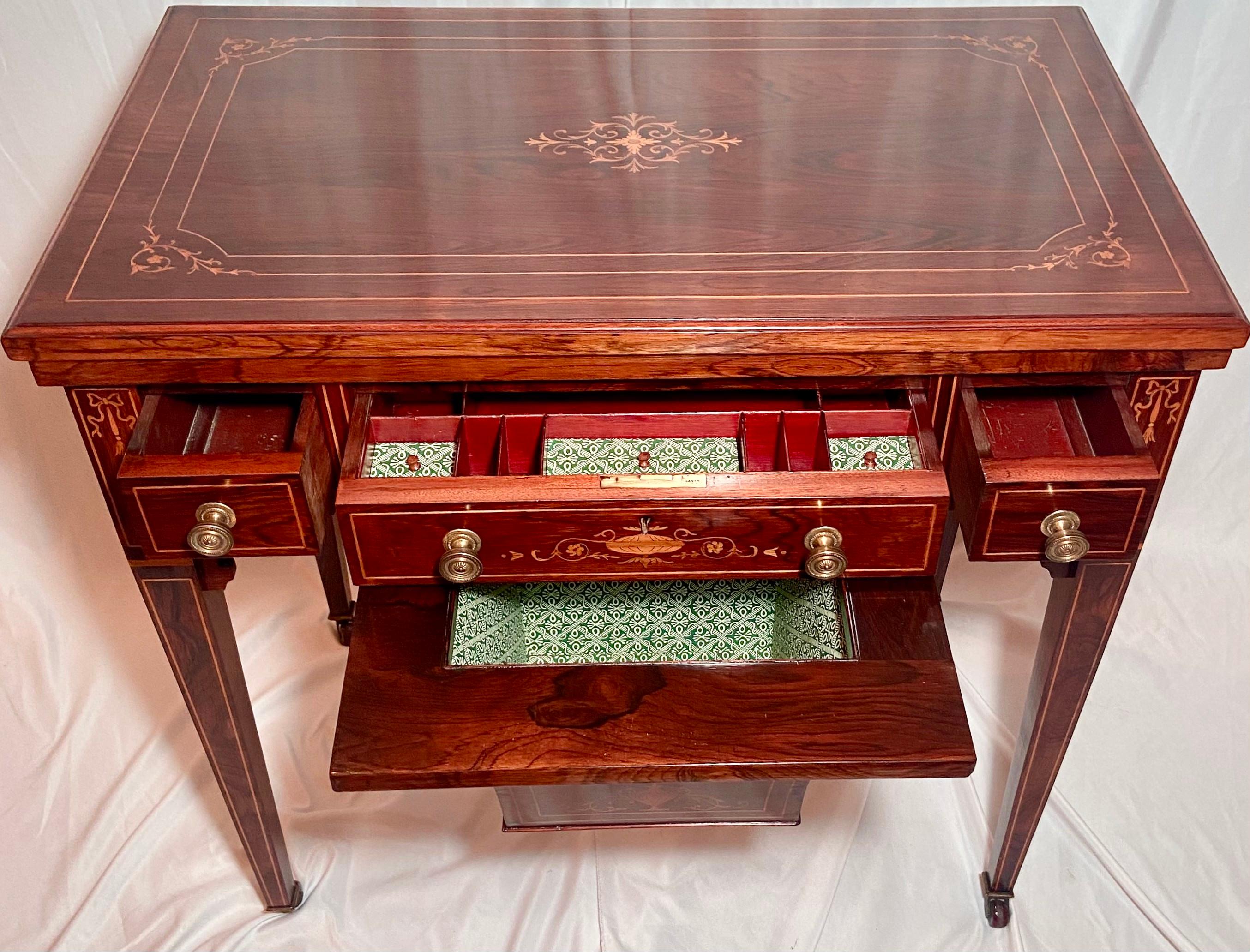 Superb quality antique English Victorian rosewood with inlay games table, Circa 1870-1880.