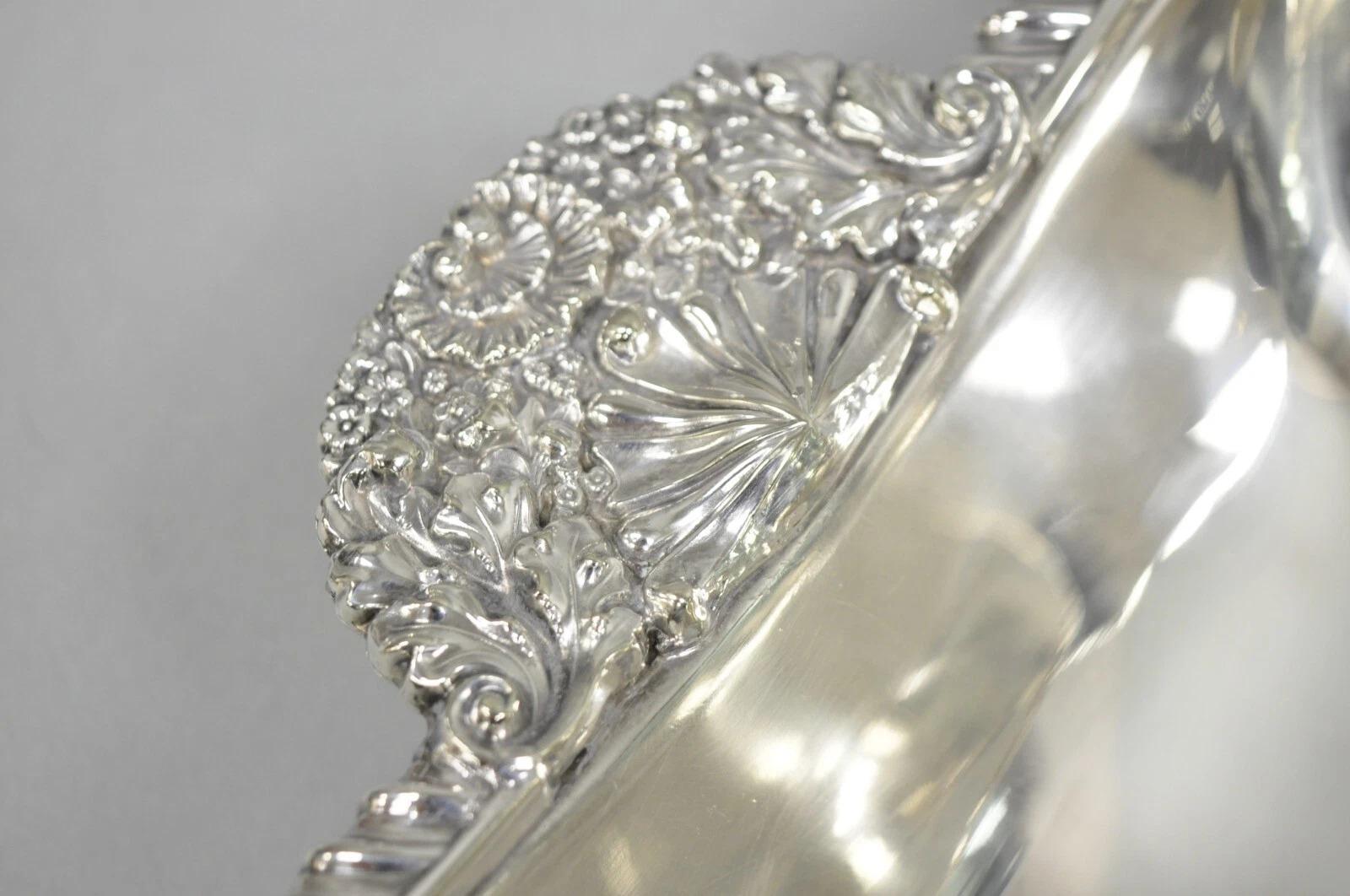 Antike englische viktorianische Scalloped versilbert Servierplatte w Teiler im Angebot 4