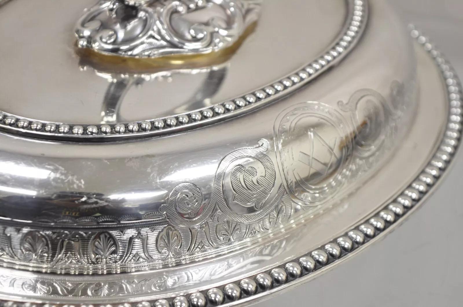 Antigua fuente inglesa victoriana con grabados y volutas para servir verduras Desconocido en venta