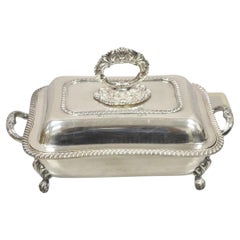 Antique English Victorian Sheffield Silver Plated Lidded Warmer Serving Platter