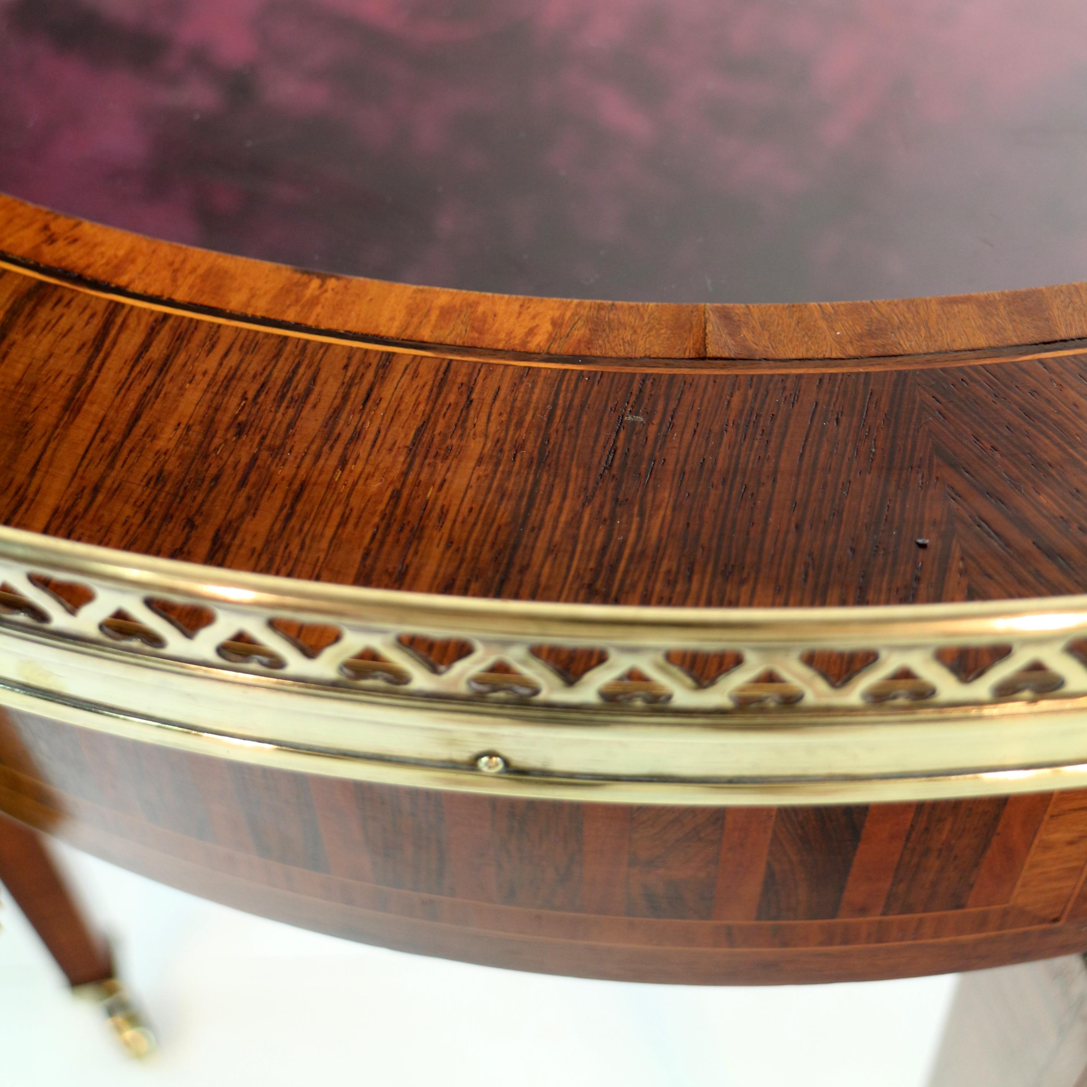 Antique English Victorian Sheraton Revival Rosewood & Parquetry Bijouterie Table For Sale 5