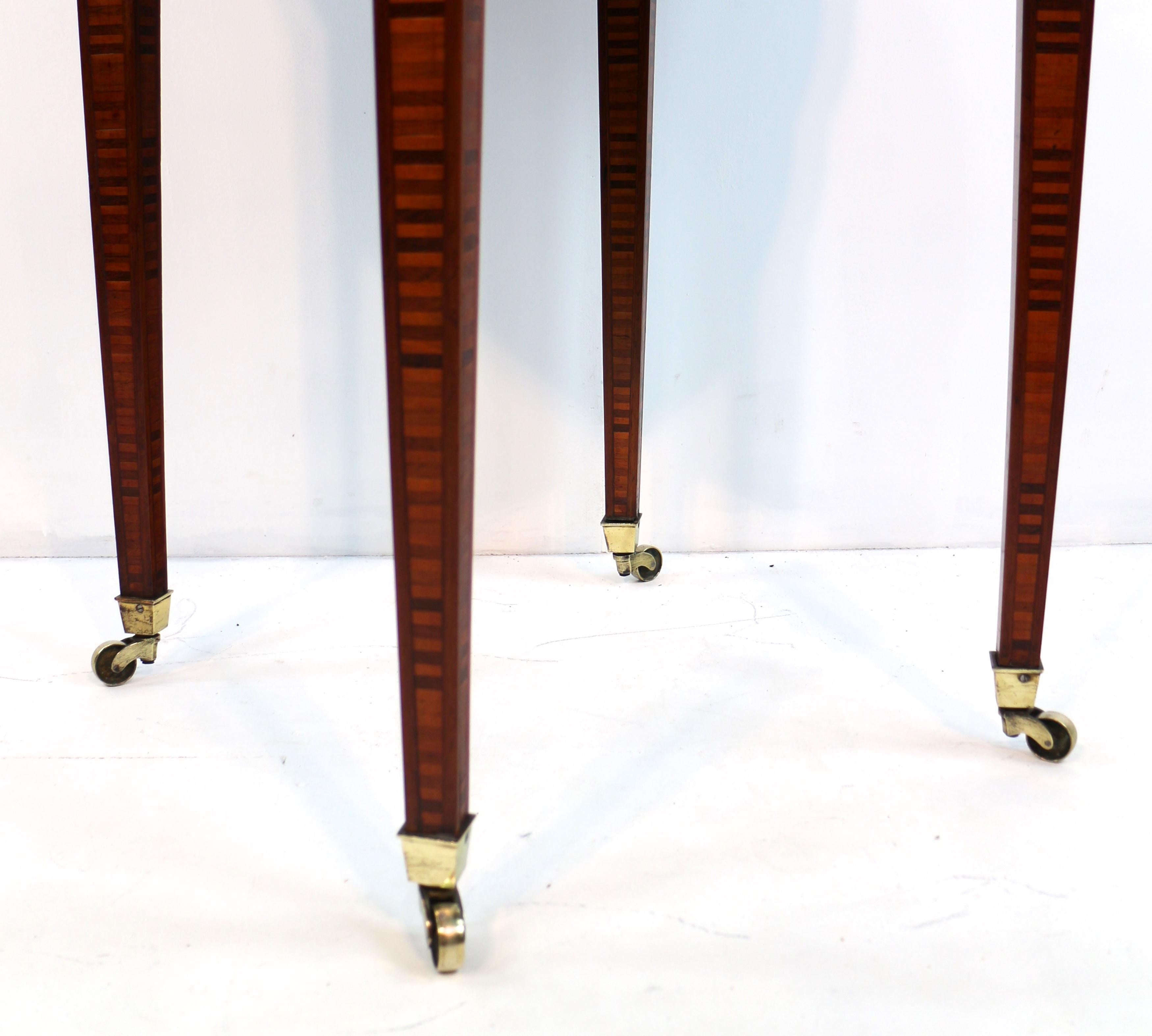 Antique English Victorian Sheraton Revival Rosewood & Parquetry Bijouterie Table For Sale 9