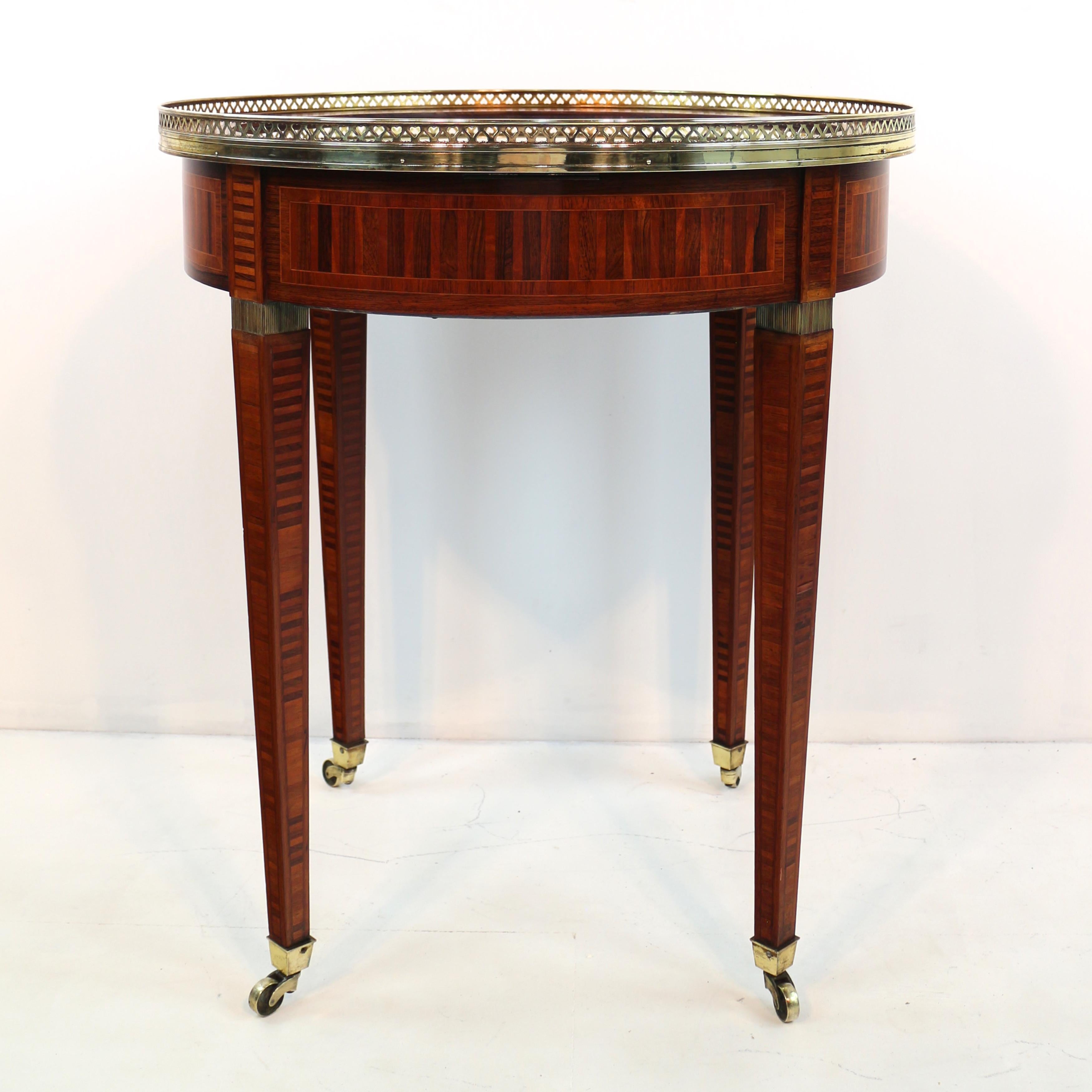Antique English Victorian Sheraton Revival Rosewood & Parquetry Bijouterie Table For Sale 12