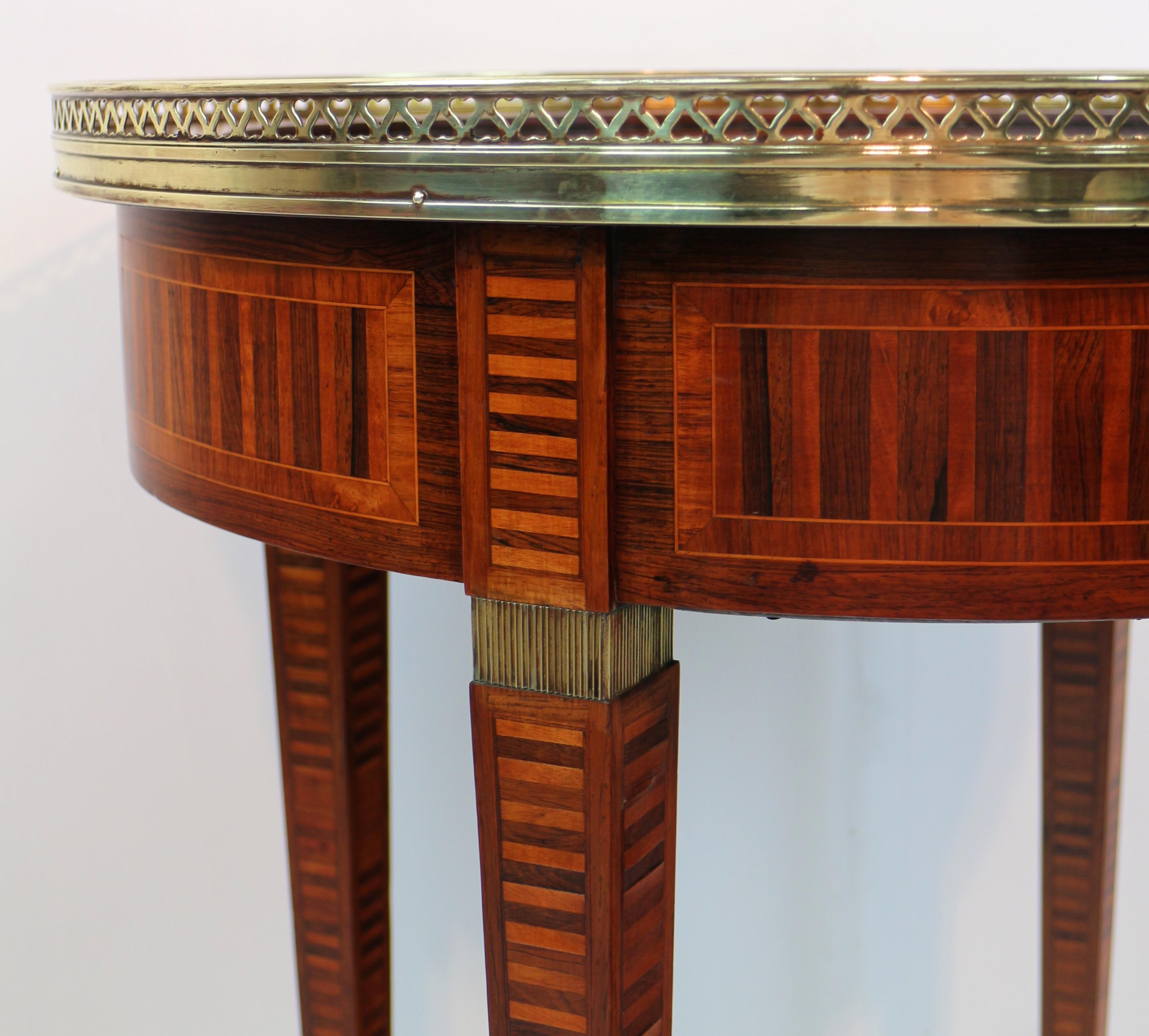 19th Century Antique English Victorian Sheraton Revival Rosewood & Parquetry Bijouterie Table For Sale
